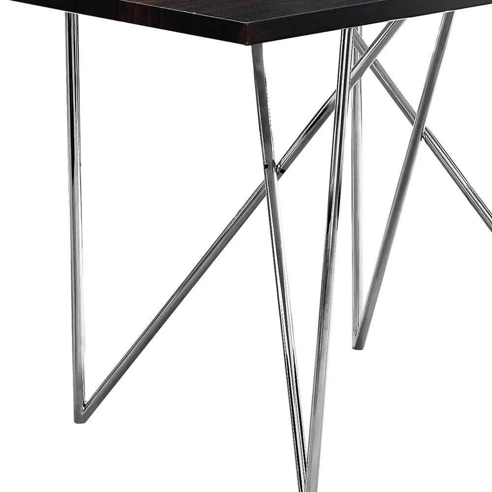 Cappuccino Hollow Core Particle Board Metal Dining Table By Homeroots - Image 6