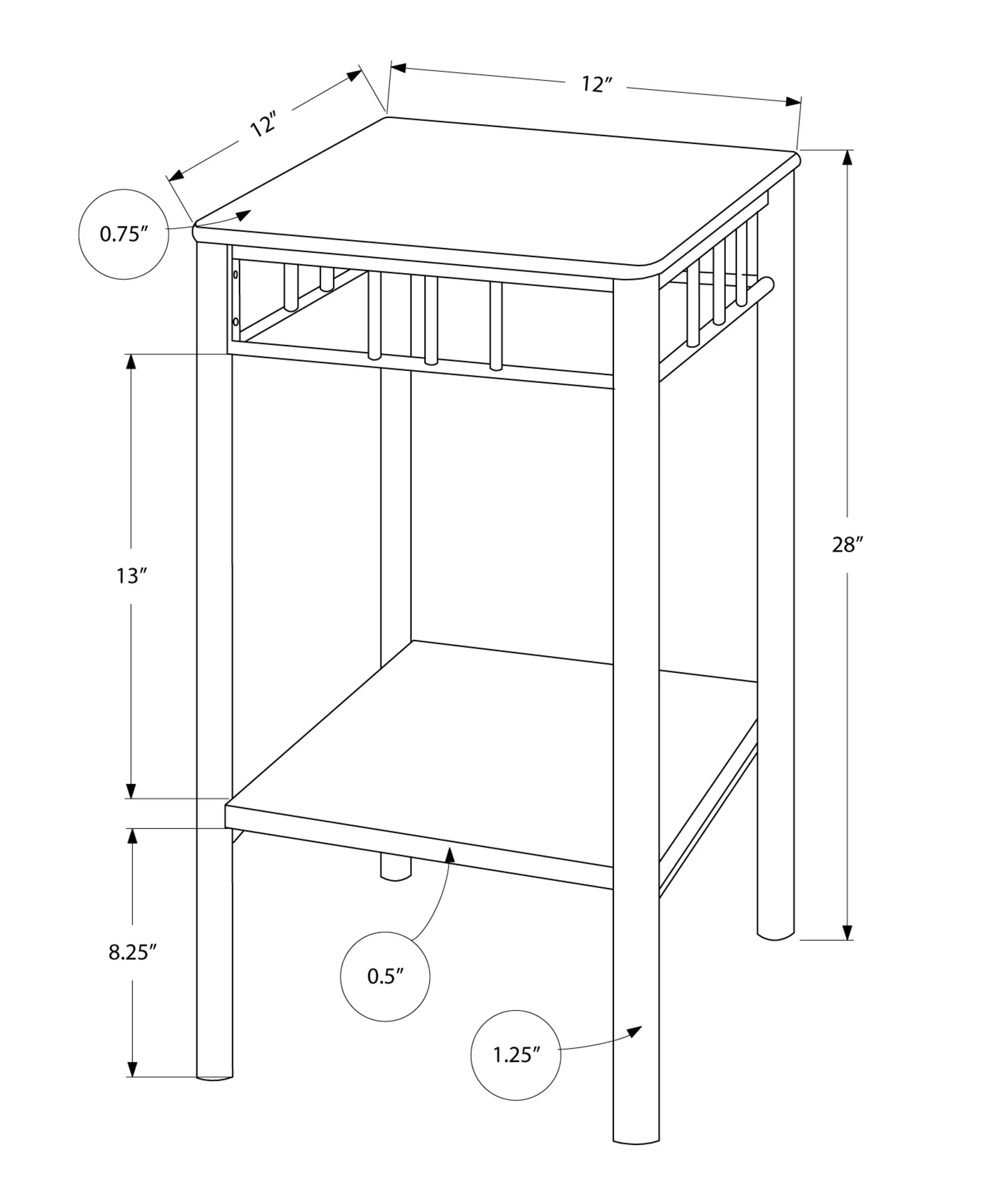 Cappuccino Mdf Metal Accent Table By Homeroots - Image 3