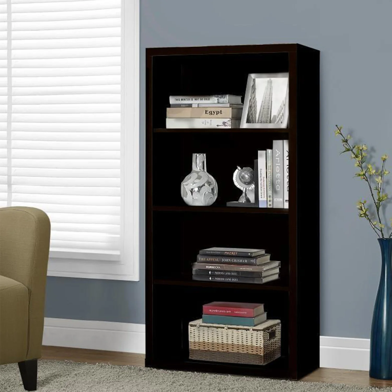 Cappuccino Particle Board Adjustable Shelves Bookshelf By Homeroots - Image 5