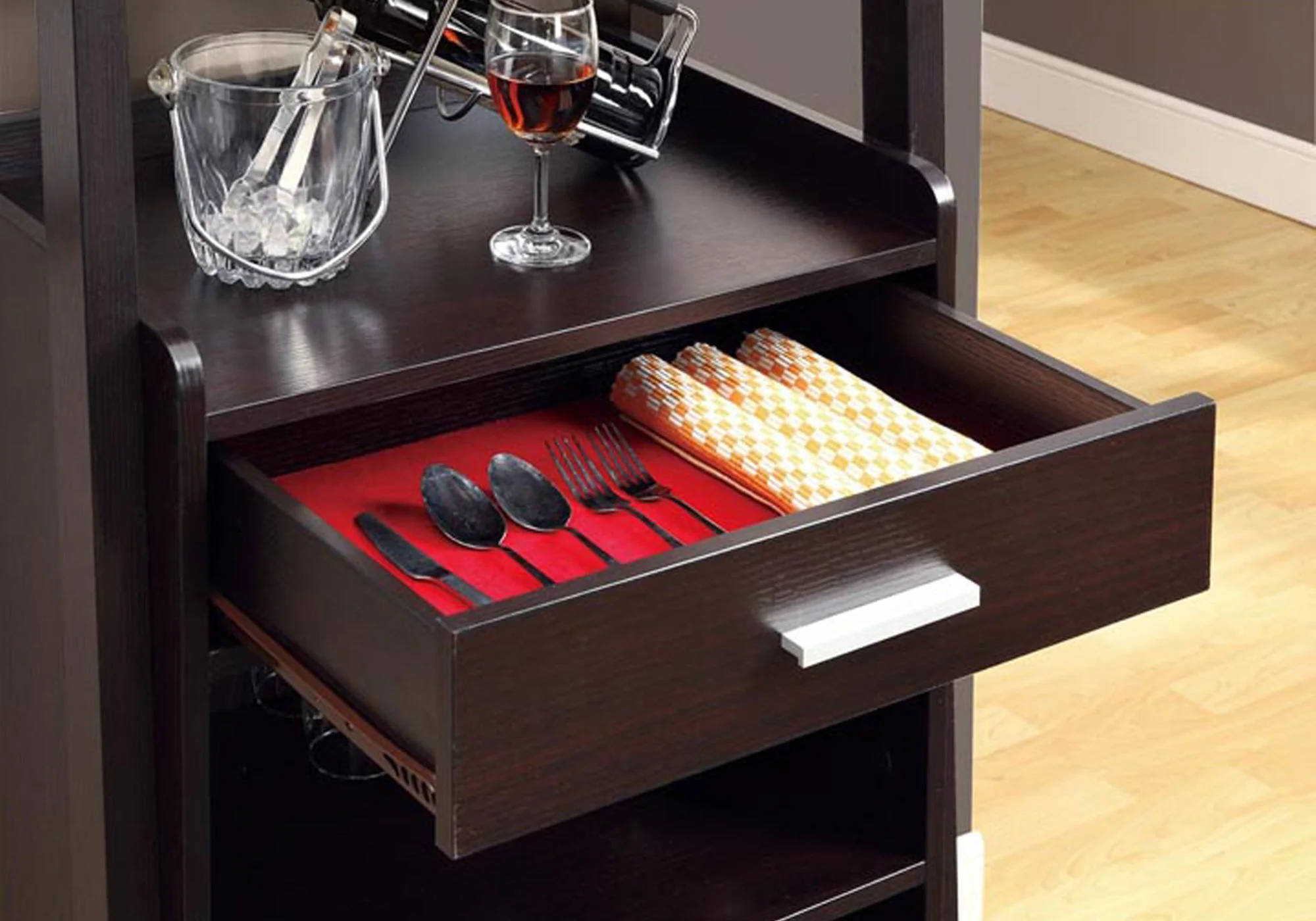 Cappuccino Particle Board Hollow Core Ladder Style Home Bar By Homeroots - Image 2