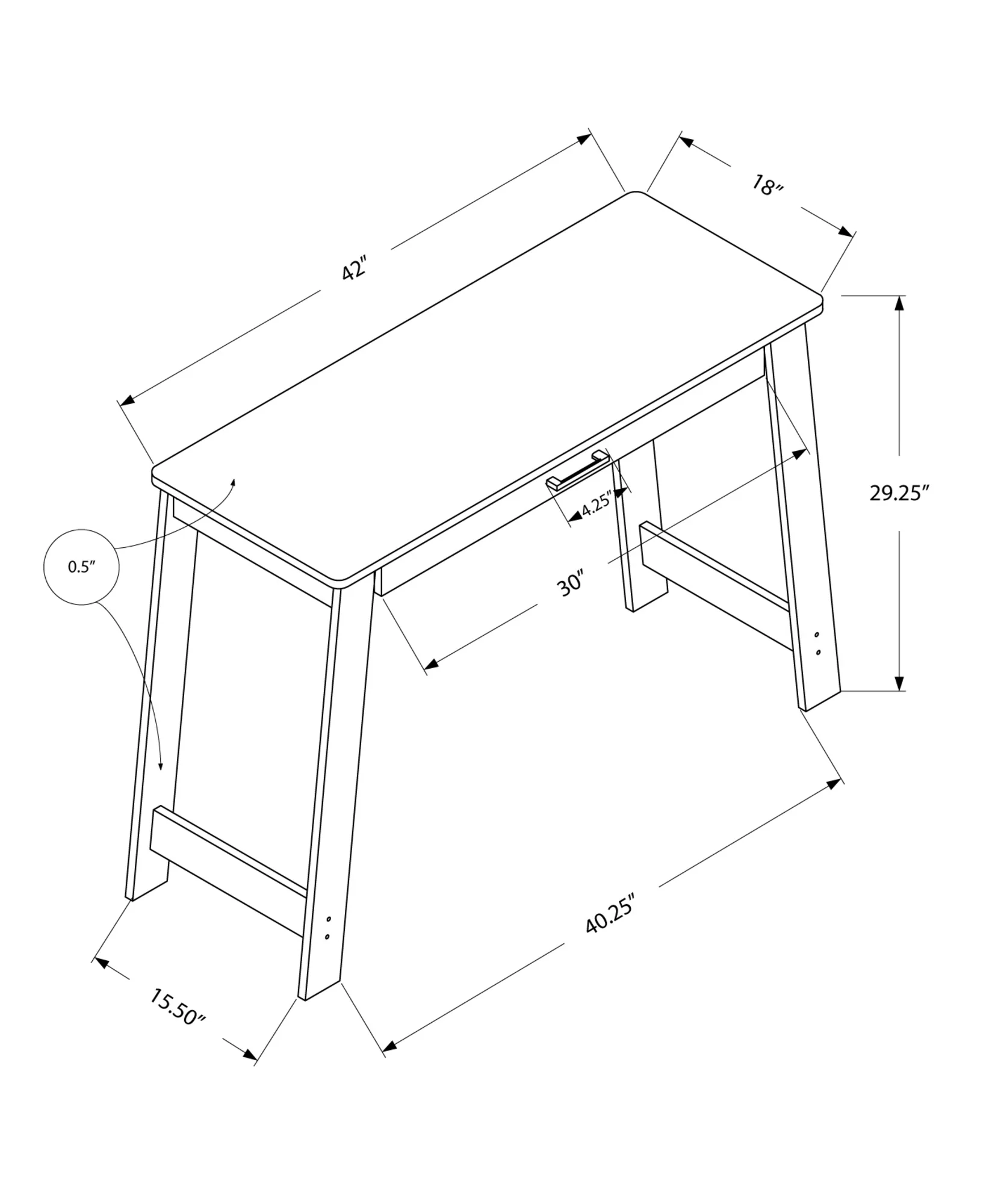 Cappuccino Particle Board Storage Drawer Computer Desk By Homeroots - Image 3