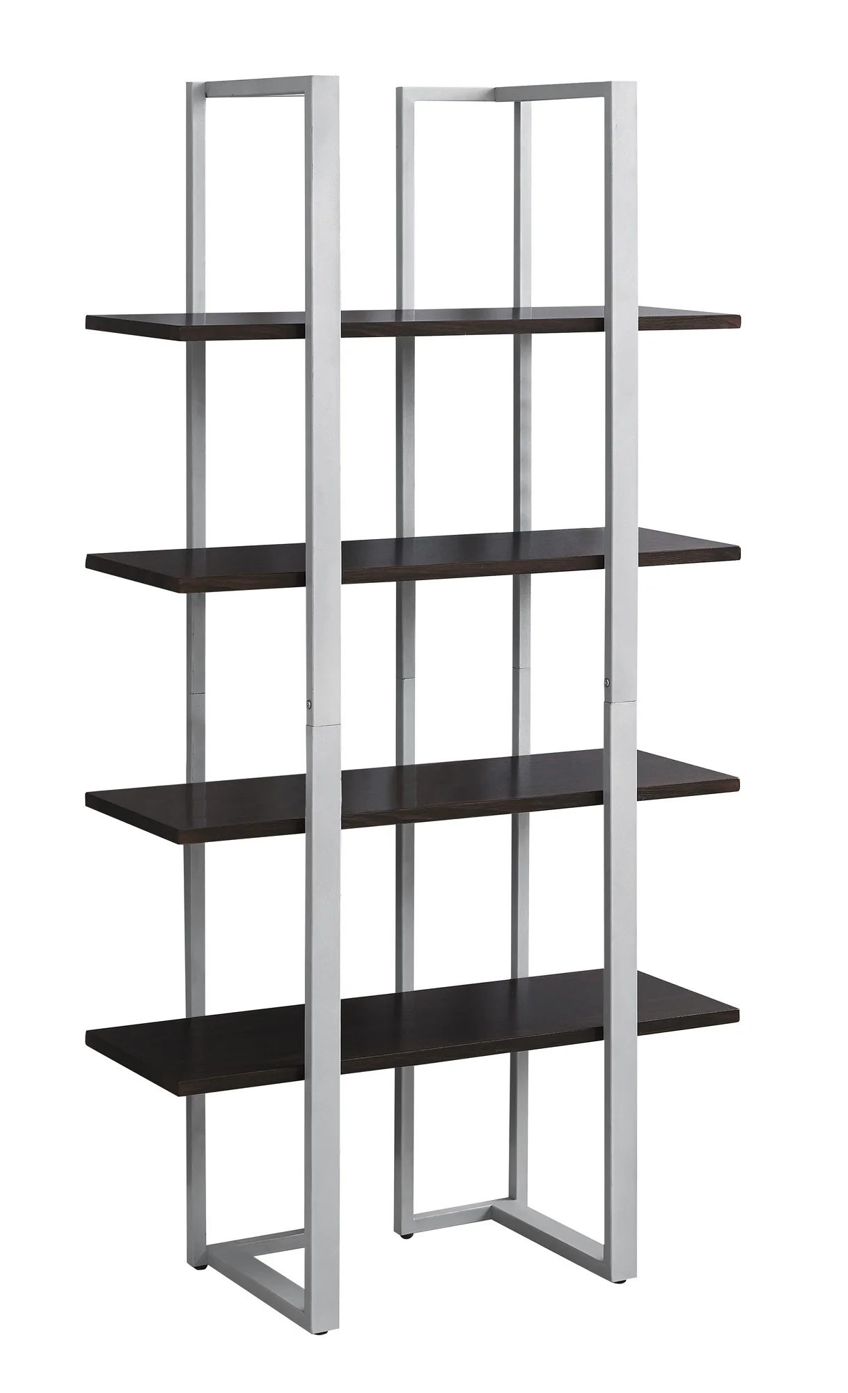 Cappuccino Silver Mdf Metal Bookshelf By Homeroots - Image 2