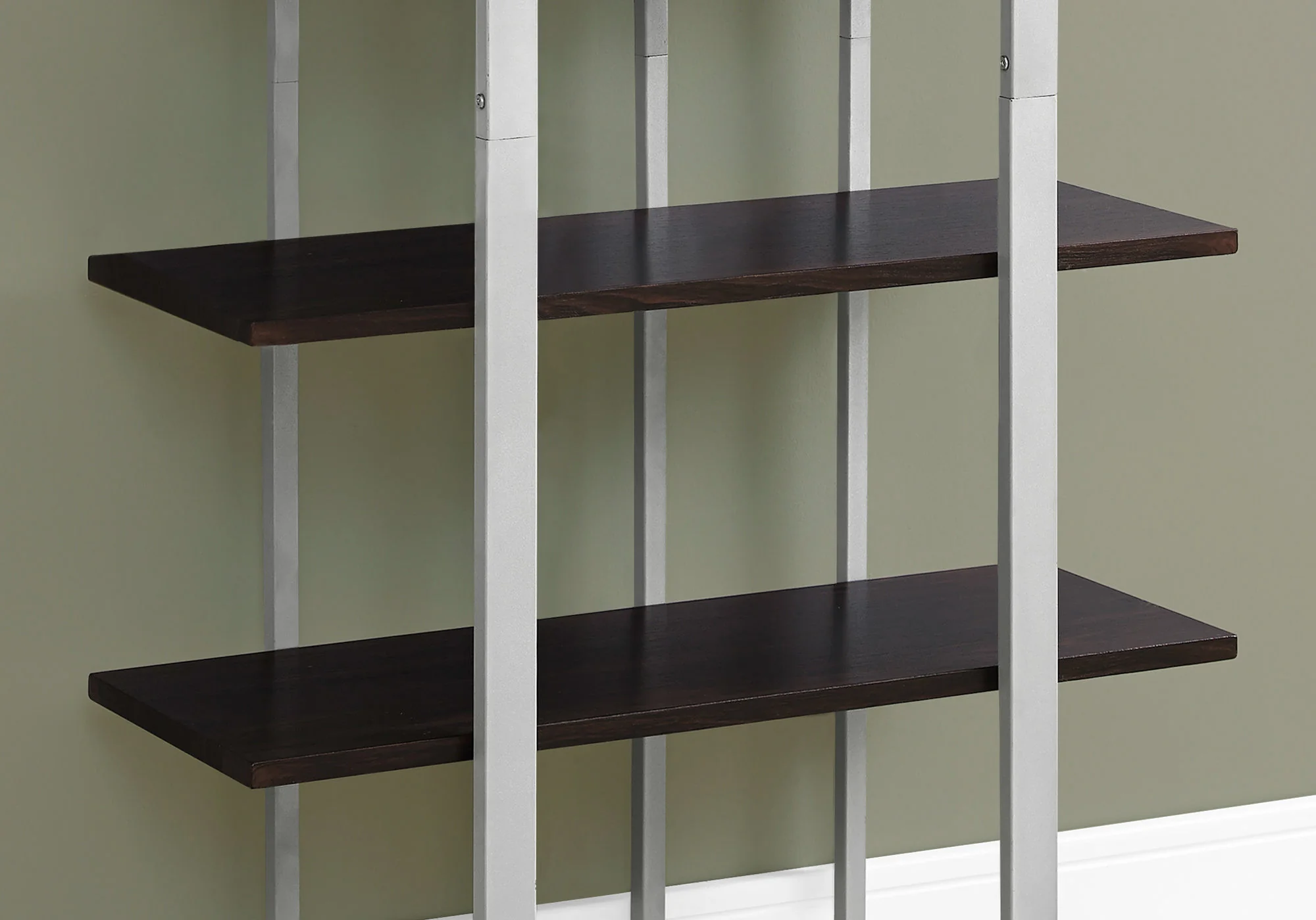 Cappuccino Silver Mdf Metal Bookshelf By Homeroots - Image 3