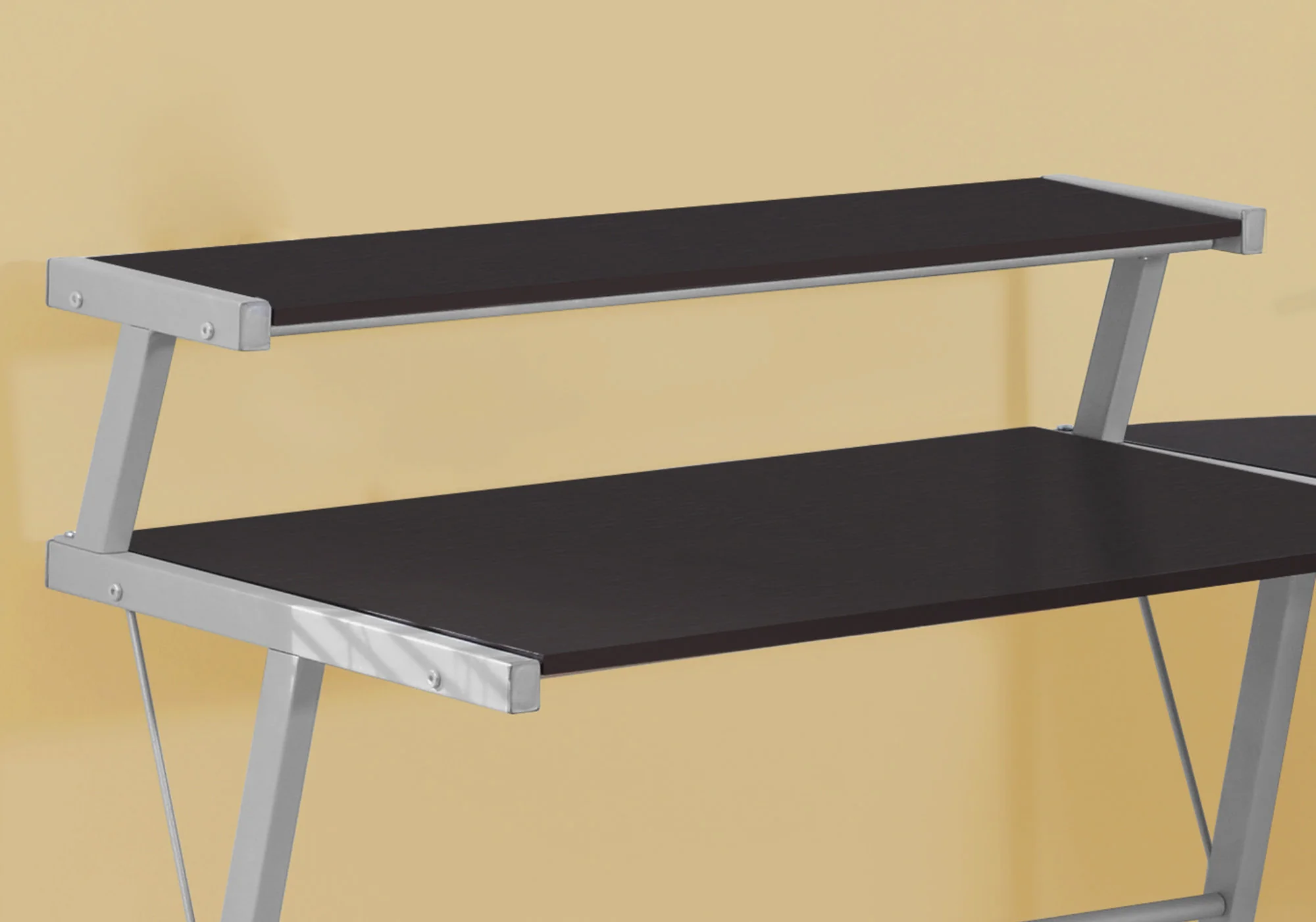 Cappuccino Silver Metal Computer Desk By Homeroots - Image 2