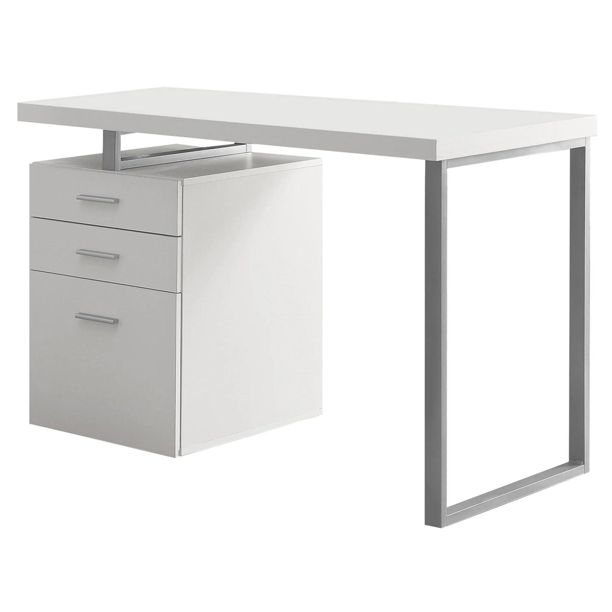 Cappuccino Silver Particle Board Hollow Core Metal Computer Desk By Homeroots - 333342 - Image 5