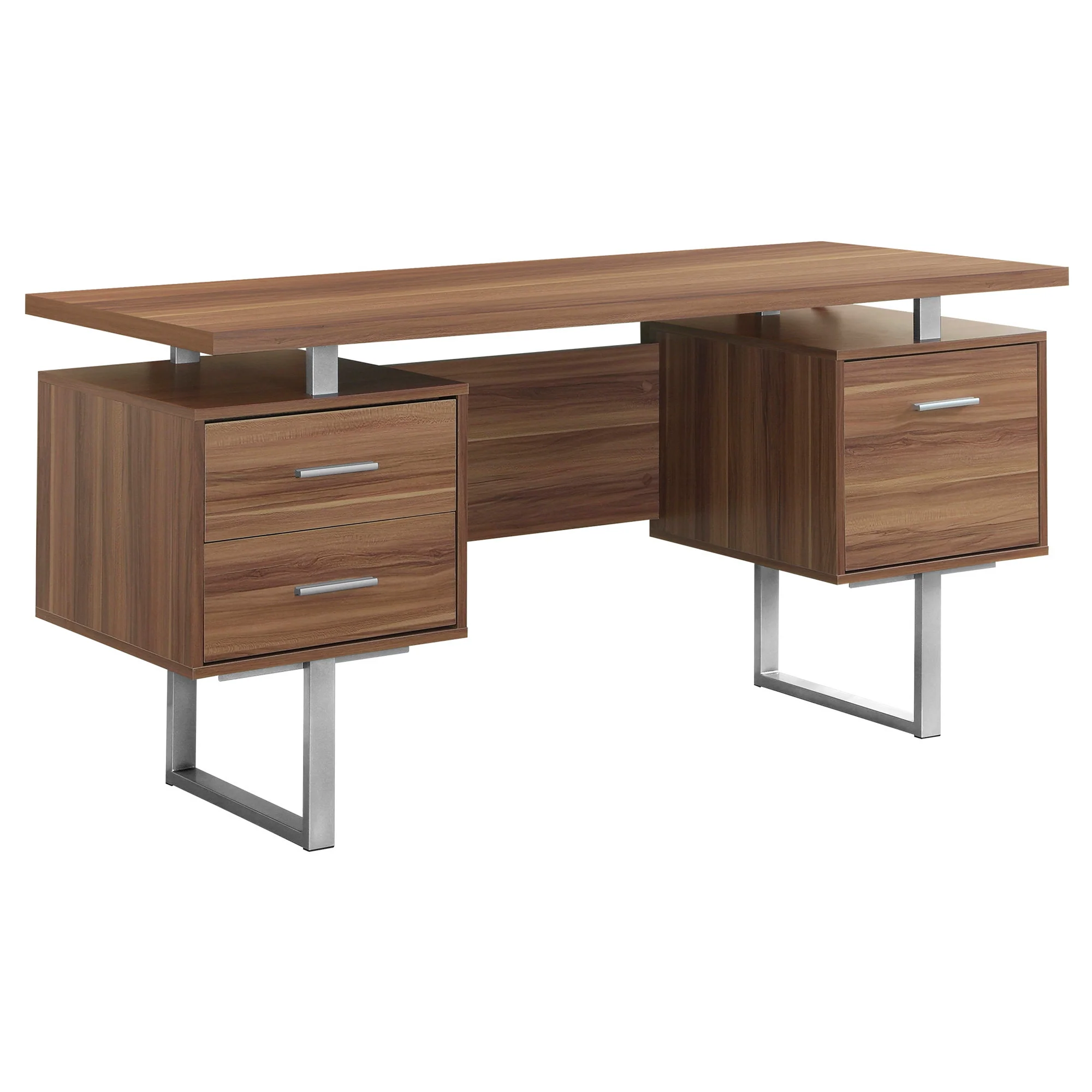 Cappuccino Silver Particle Board Hollow Core Metal Computer Desk With A Hollow Core By Homeroots - Image 13
