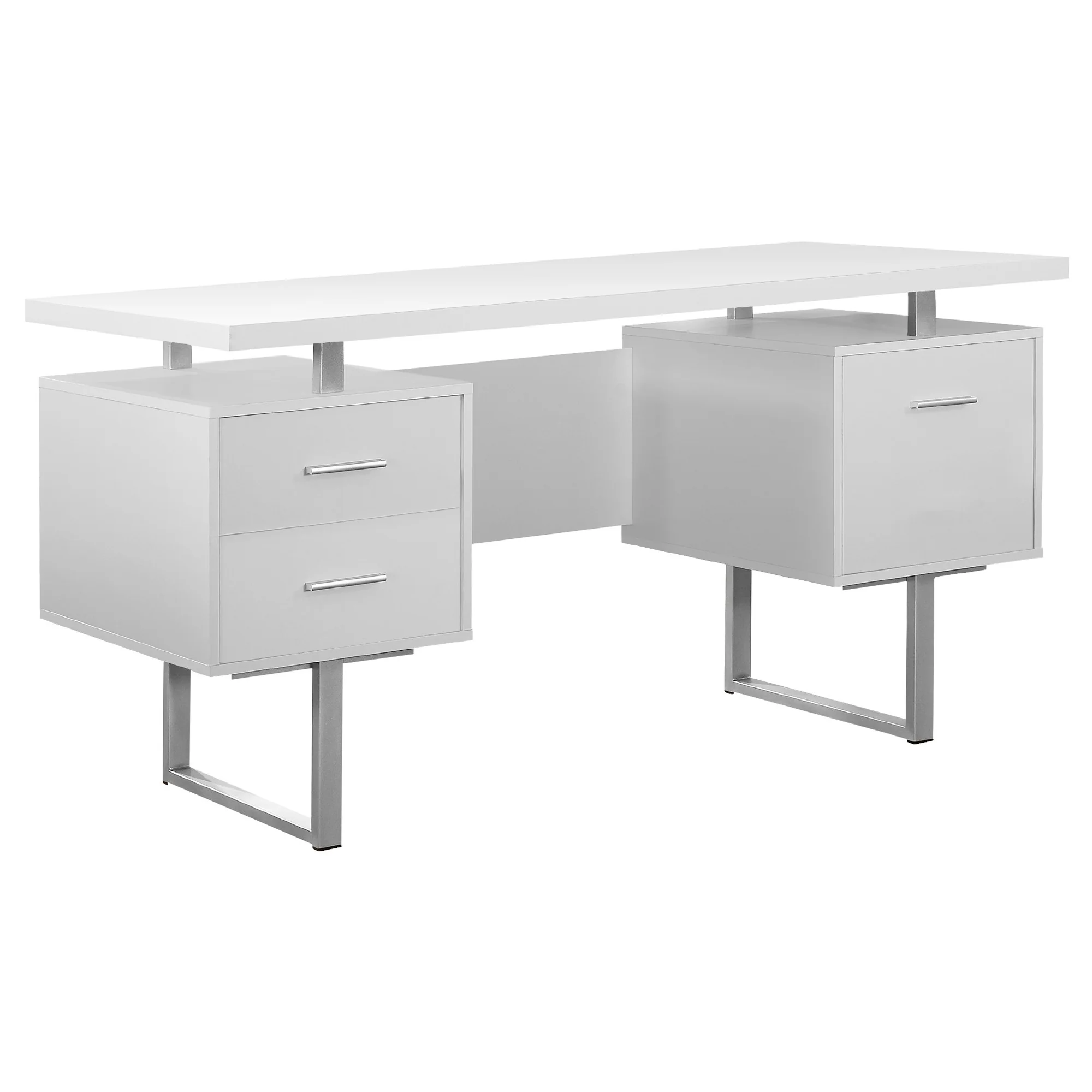 Cappuccino Silver Particle Board Hollow Core Metal Computer Desk With A Hollow Core By Homeroots - Image 5
