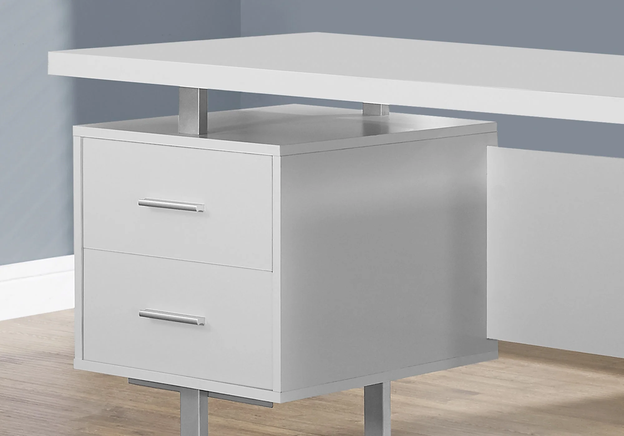 Cappuccino Silver Particle Board Hollow Core Metal Computer Desk With A Hollow Core By Homeroots - Image 6