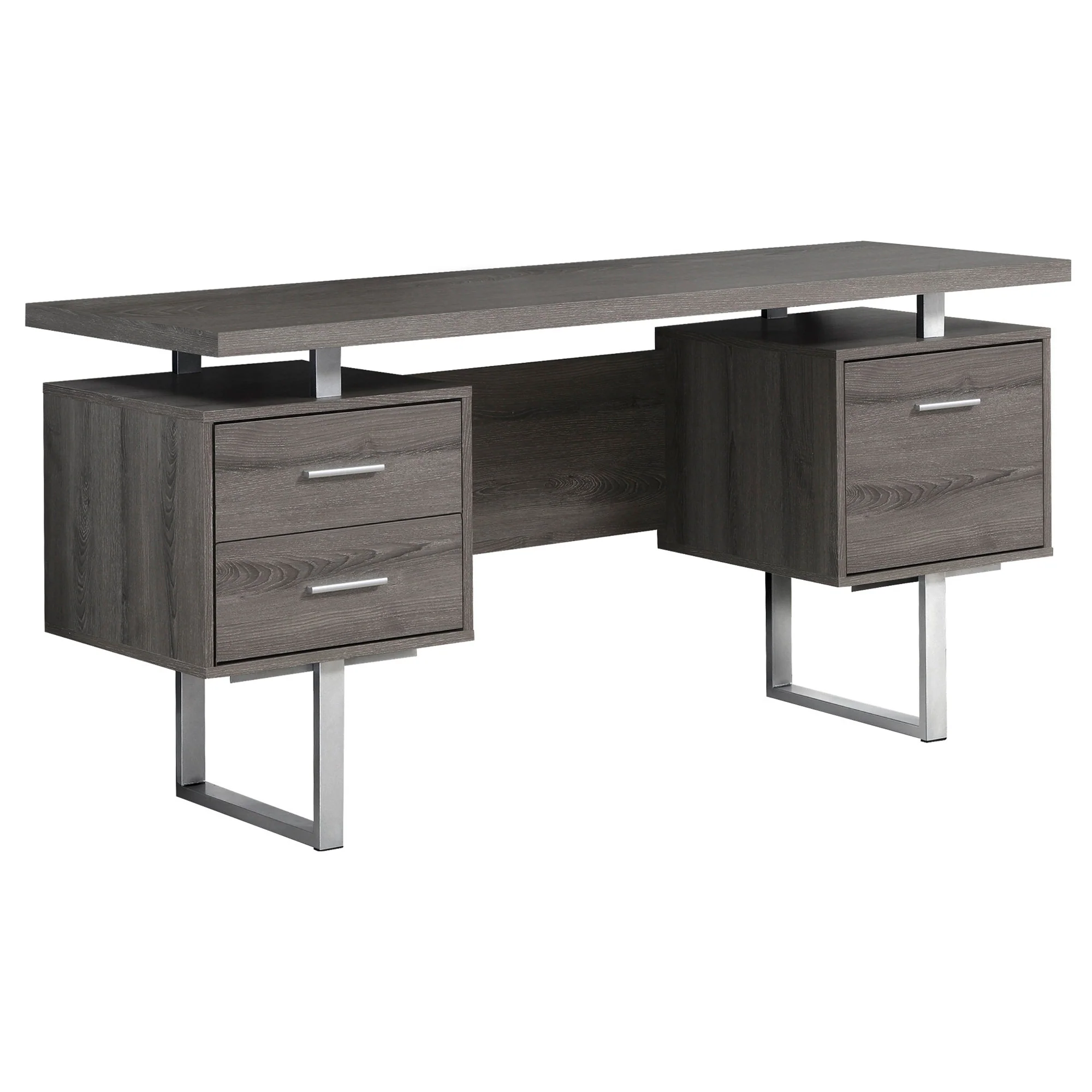 Cappuccino Silver Particle Board Hollow Core Metal Computer Desk With A Hollow Core By Homeroots - Image 9