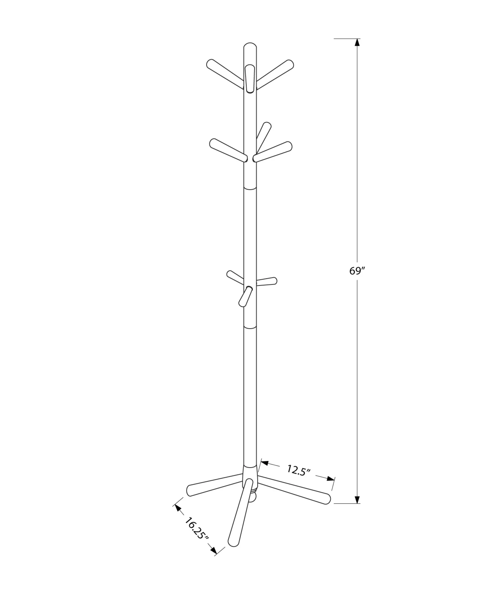 Cappuccino Solid Wood  Coat Rack By Homeroots - Image 3