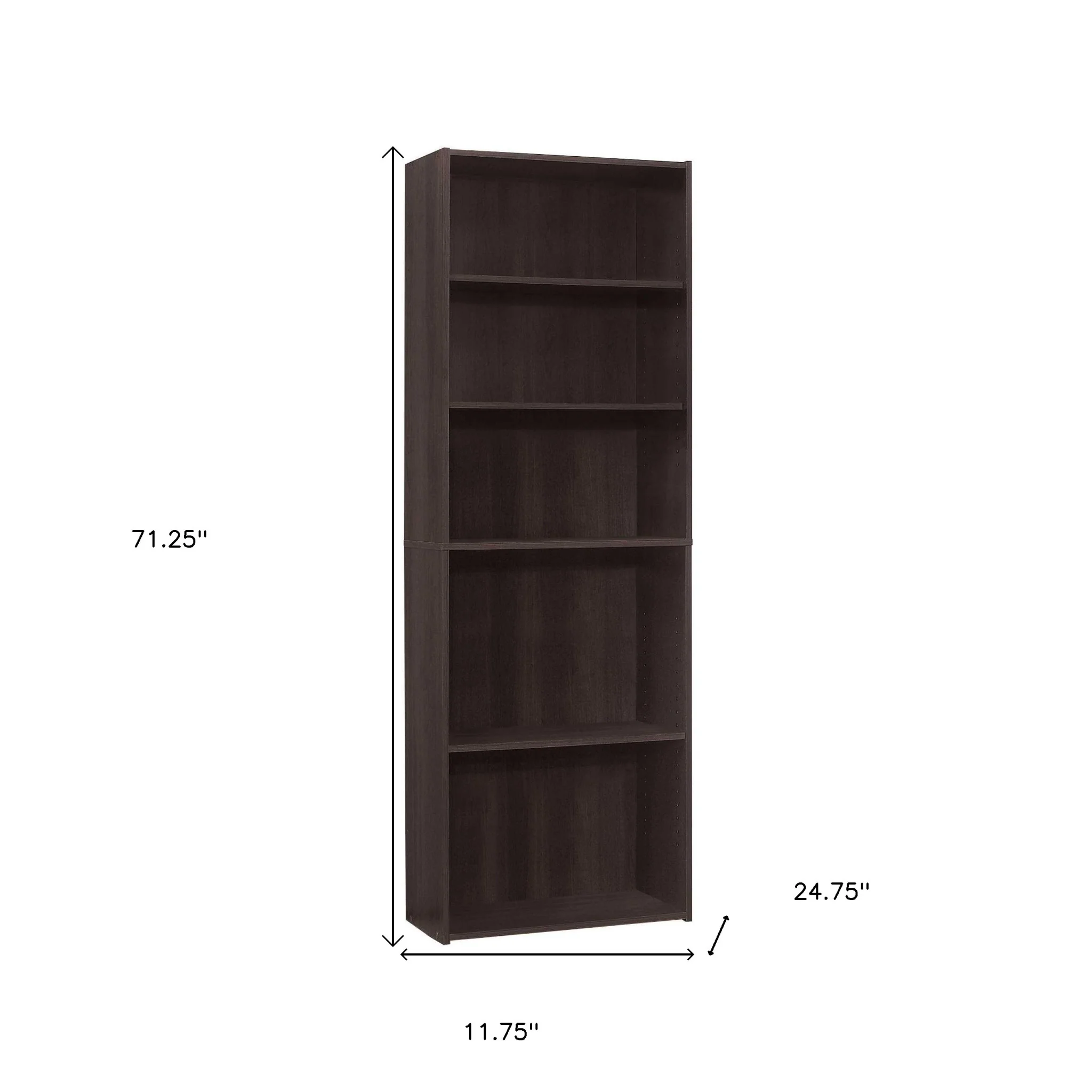 Cappuccino Wood Adjustable Bookcase By Homeroots - Image 5