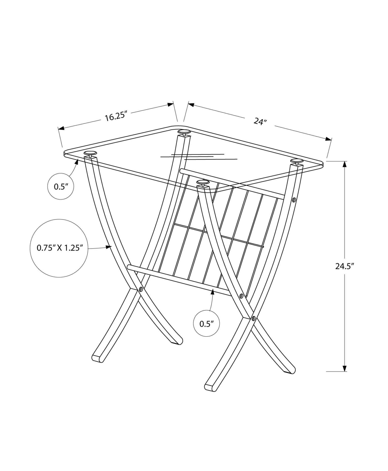 CappuccinoClear Metal Particle Board Accent Table By Homeroots - Image 3