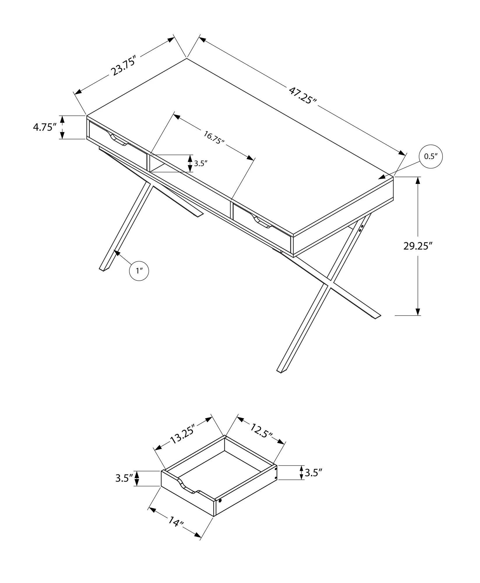 CappuccinoGold Metal Computer Desk By Homeroots - Image 3