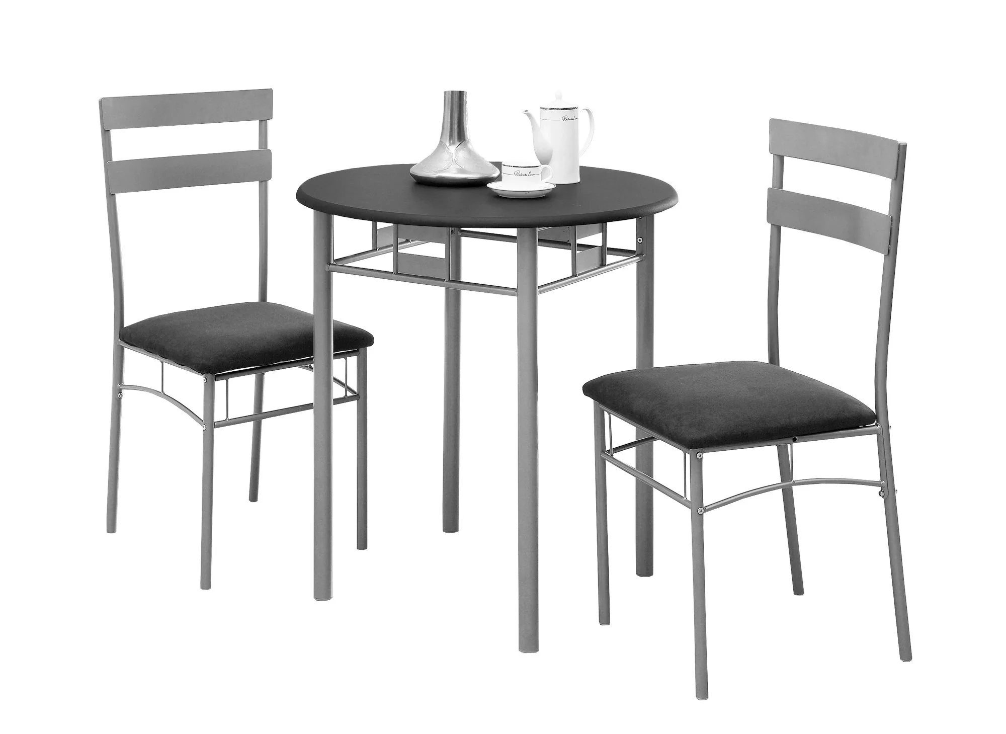 Cappuccino with silver Metal 3Pcs Dining Set By Homeroots - Image 6