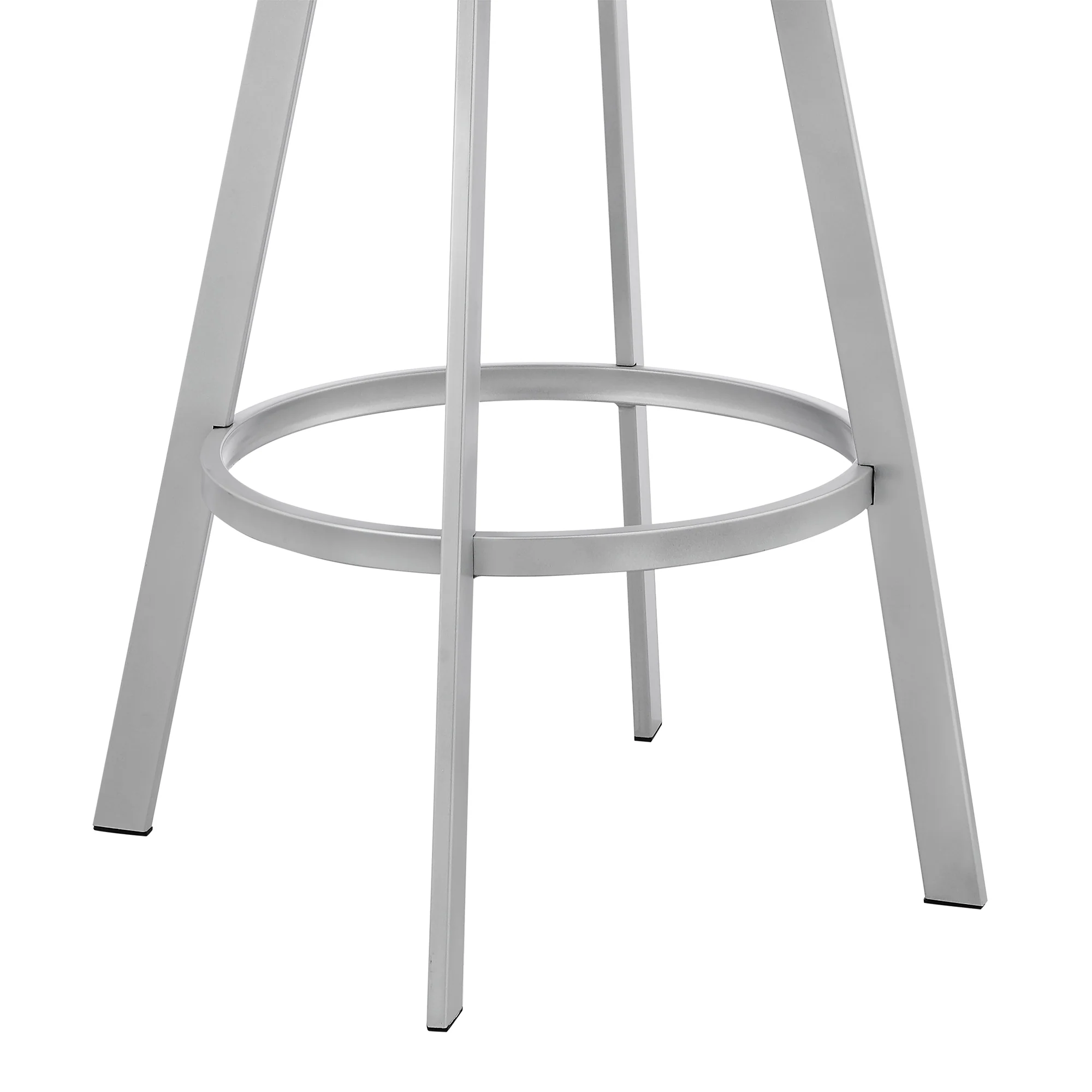 Capri 30" Swivel White Faux Leather and Silver Metal Bar Stool By Armen Living - Image 8
