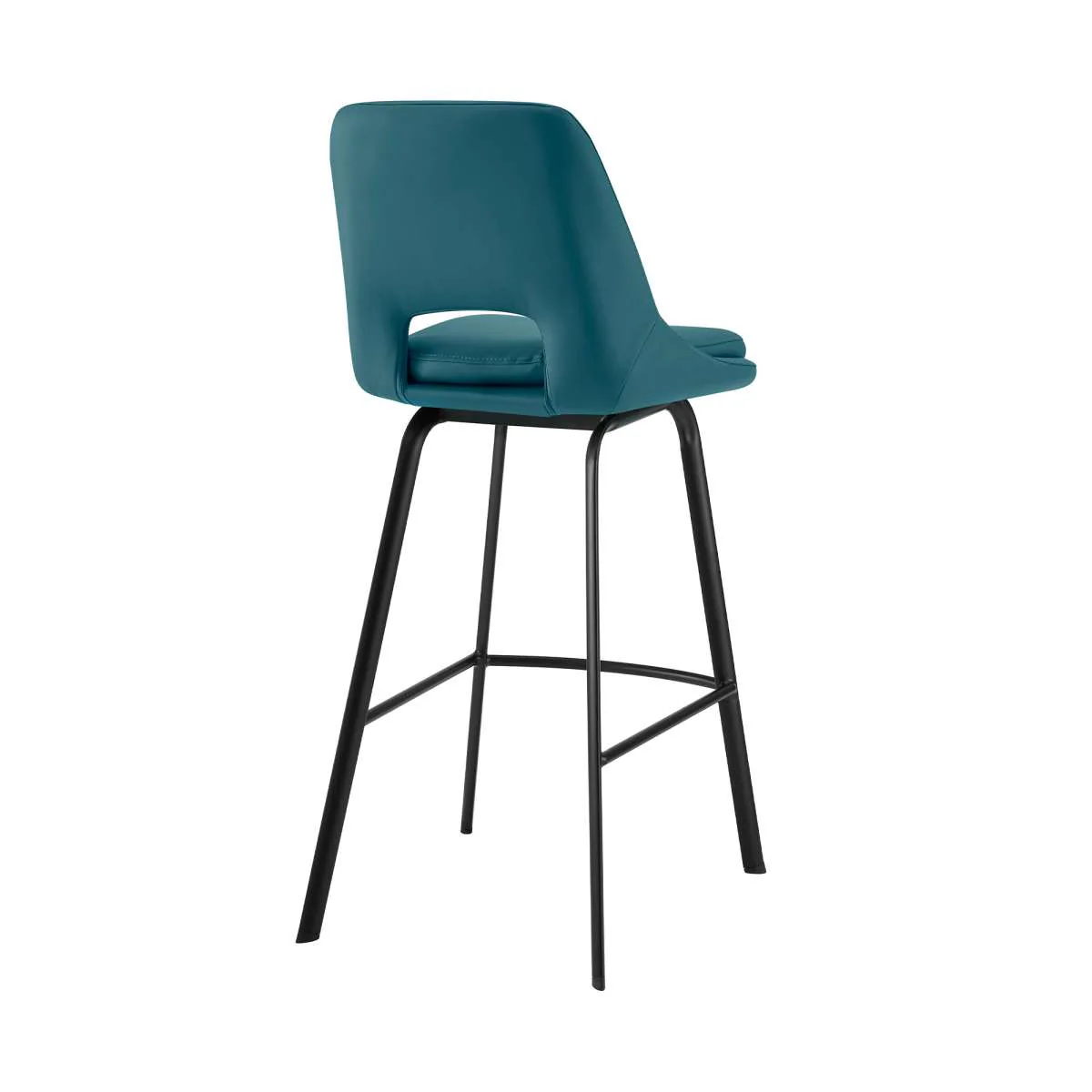 Carise Blue Faux Leather and Black Metal Swivel 26" Counter Stool By Armen Living - Image 4