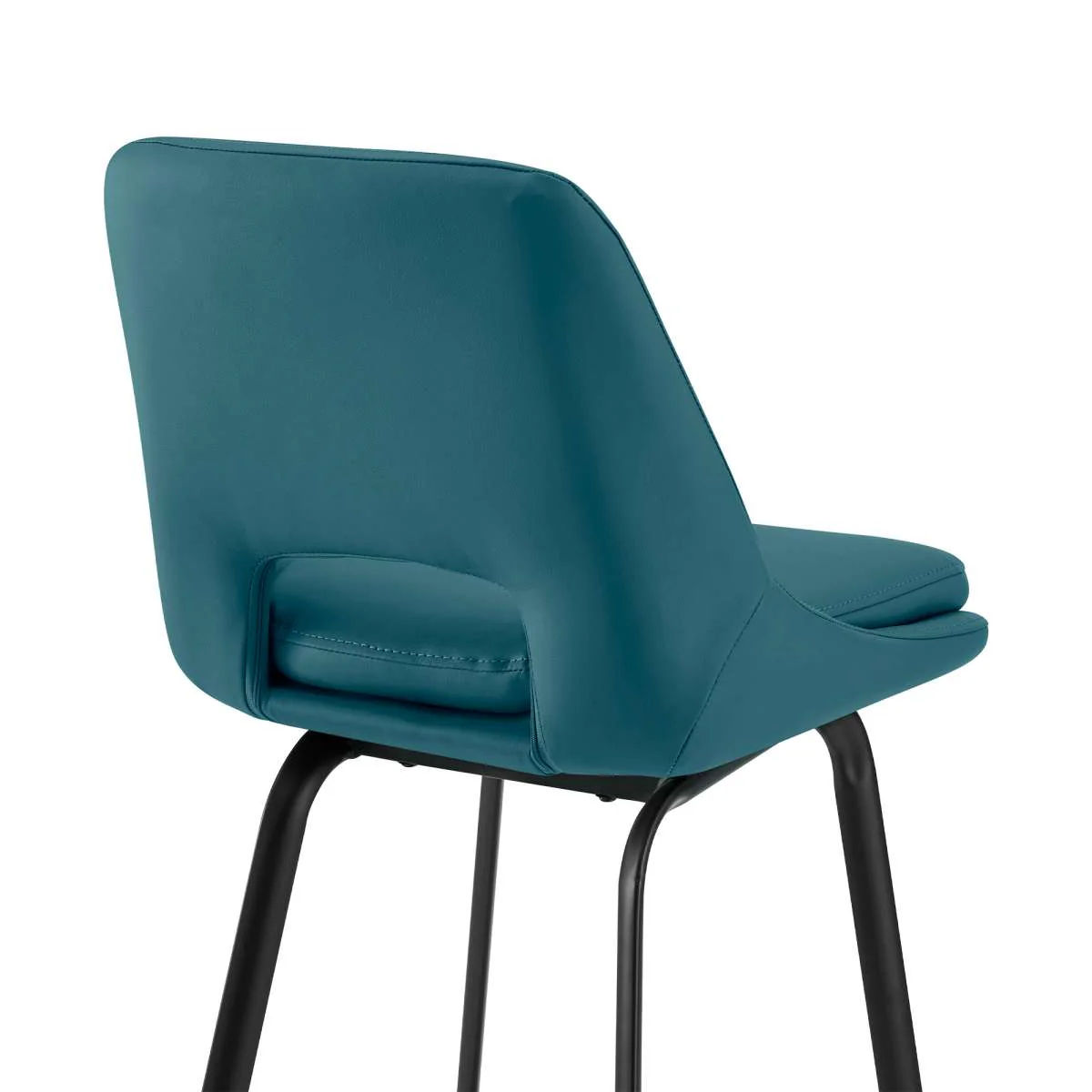 Carise Blue Faux Leather and Black Metal Swivel 26" Counter Stool By Armen Living - Image 6