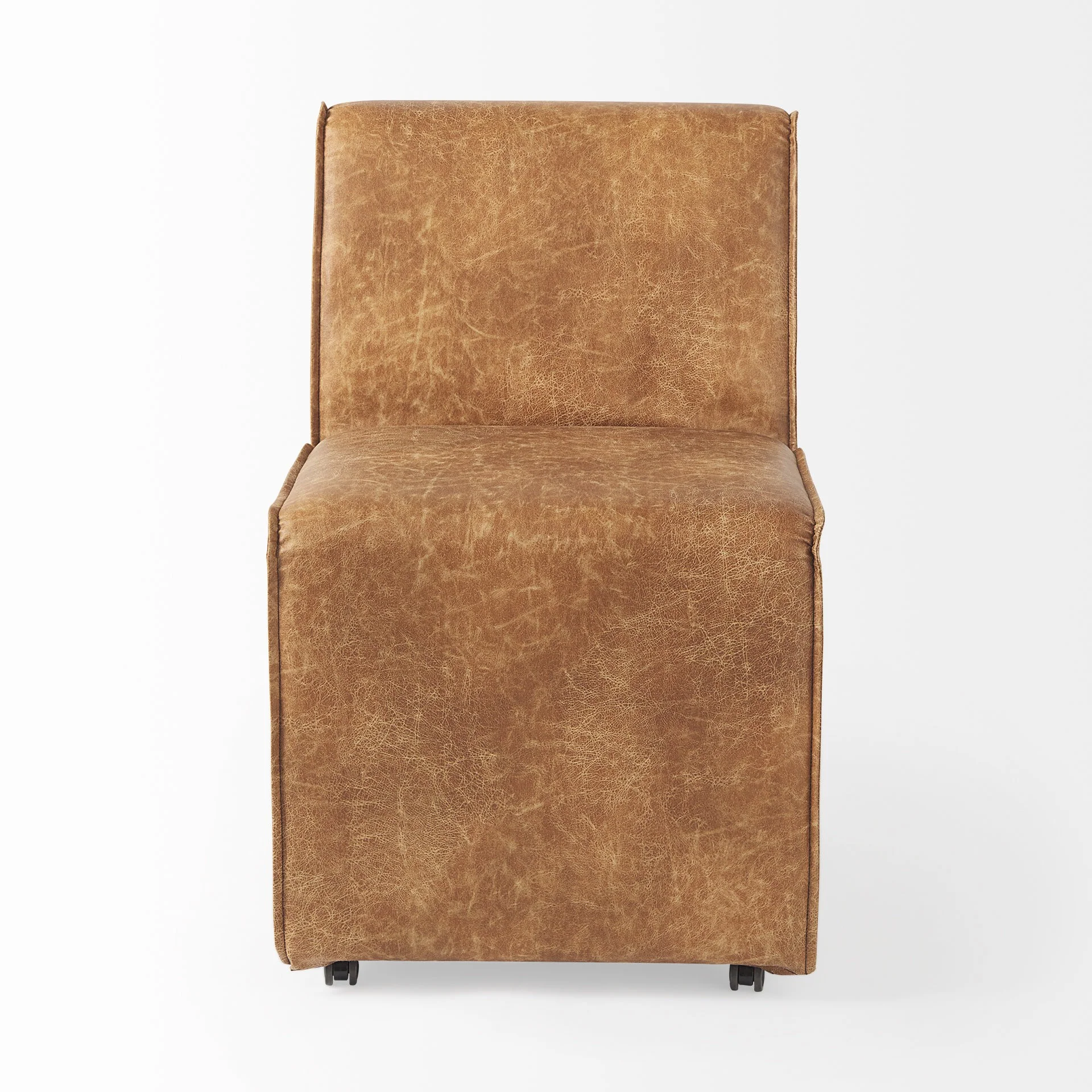 Carmel Brown Faux Leather Wedge Dining Chair By Homeroots - Image 2