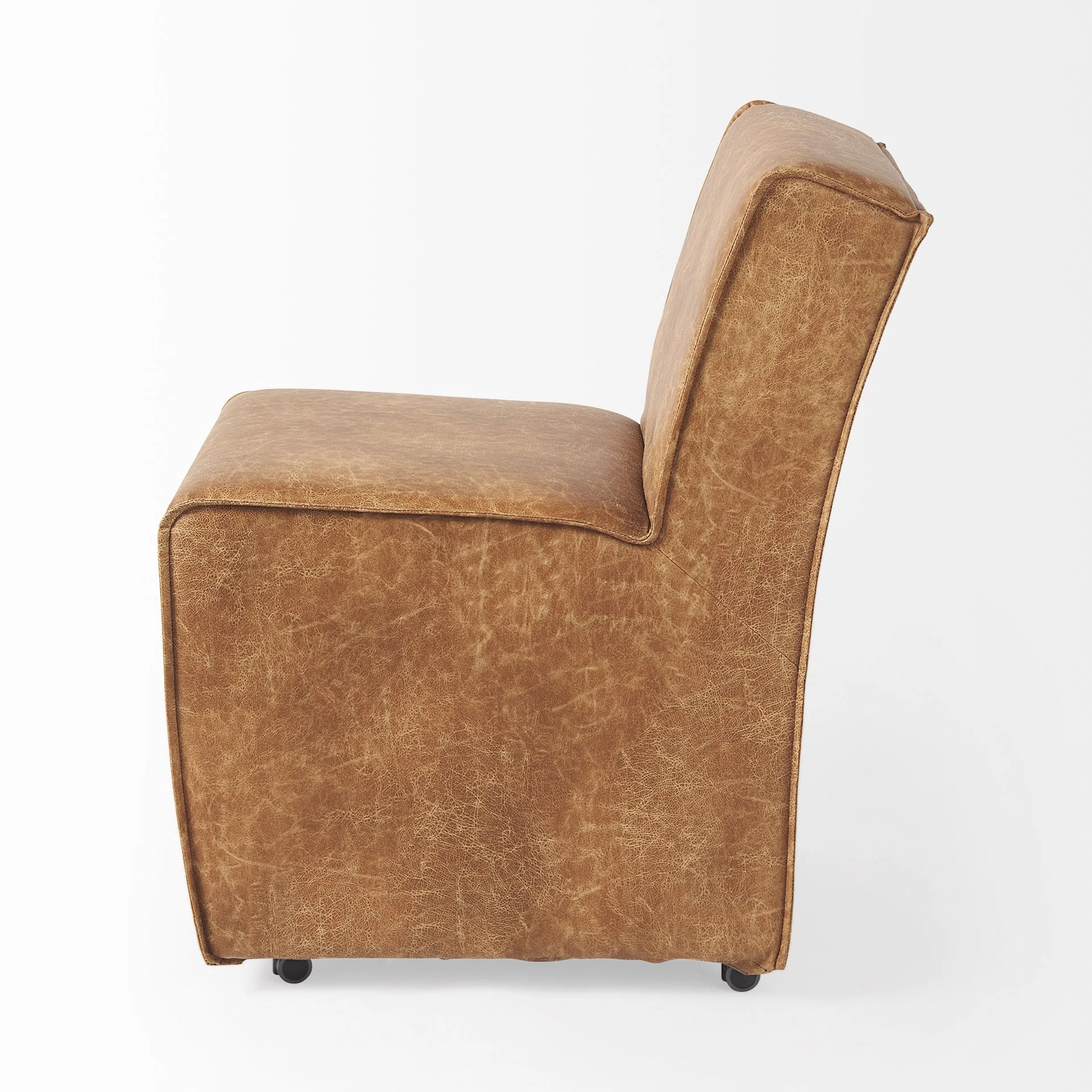 Carmel Brown Faux Leather Wedge Dining Chair By Homeroots - Image 3