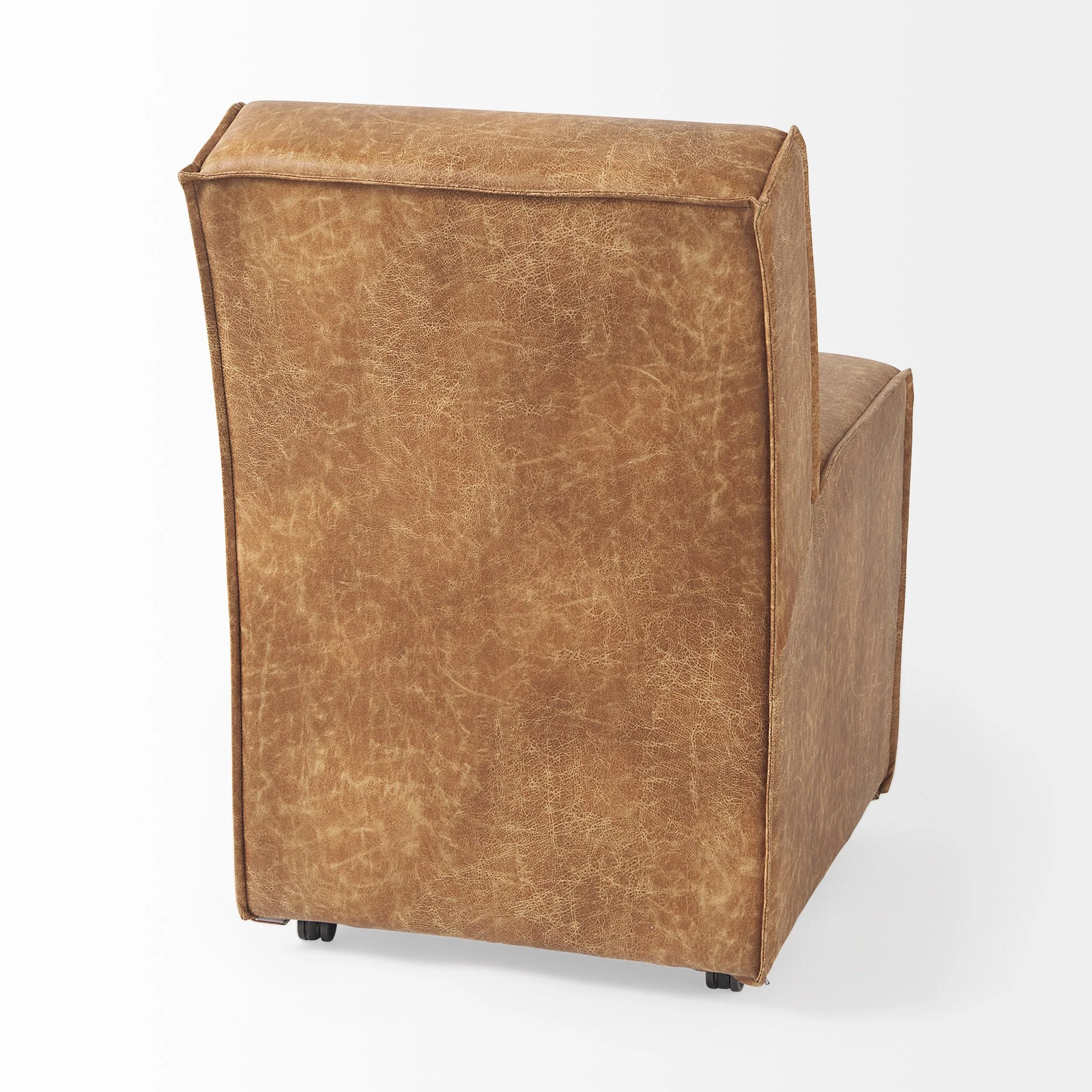 Carmel Brown Faux Leather Wedge Dining Chair By Homeroots - Image 5