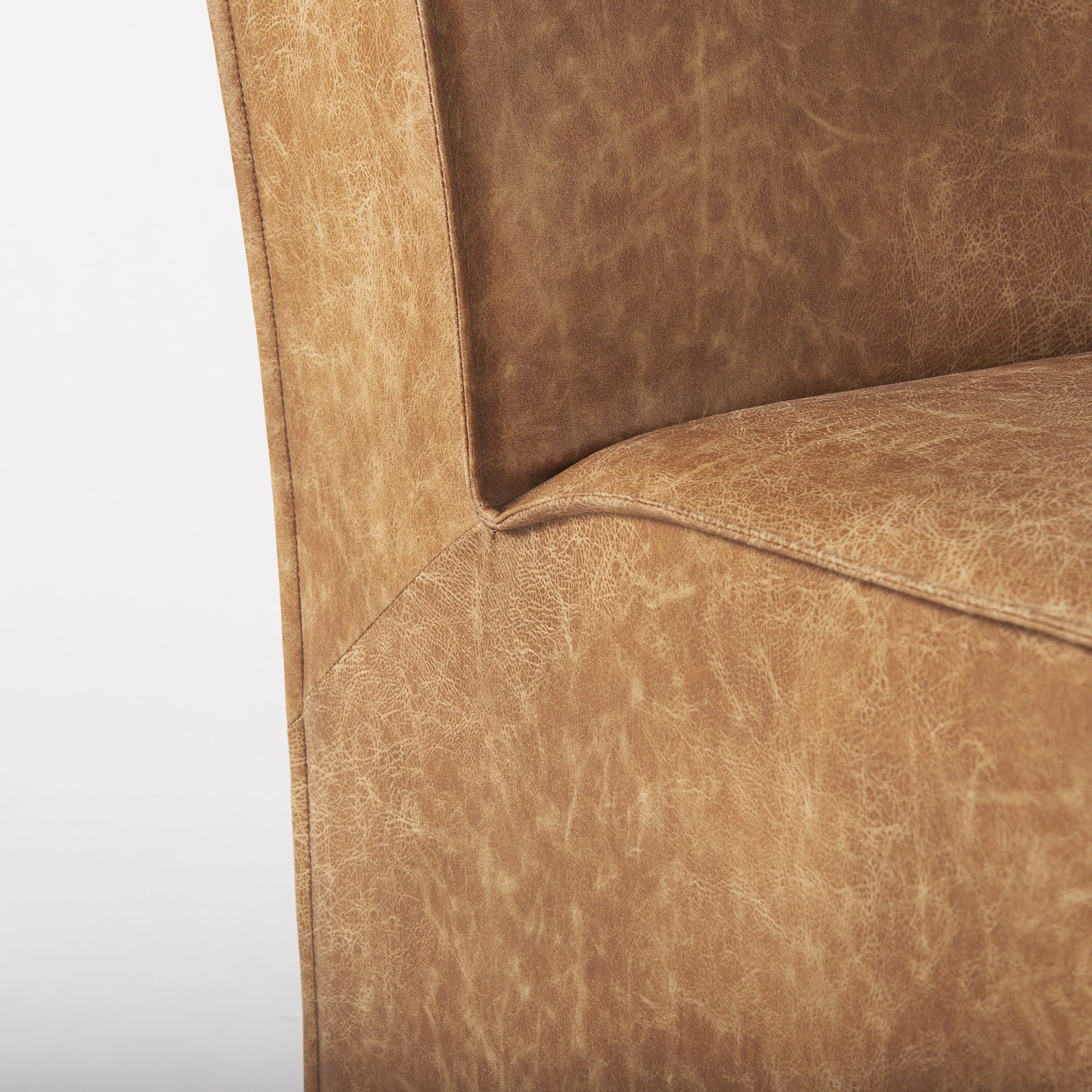 Carmel Brown Faux Leather Wedge Dining Chair By Homeroots - Image 8
