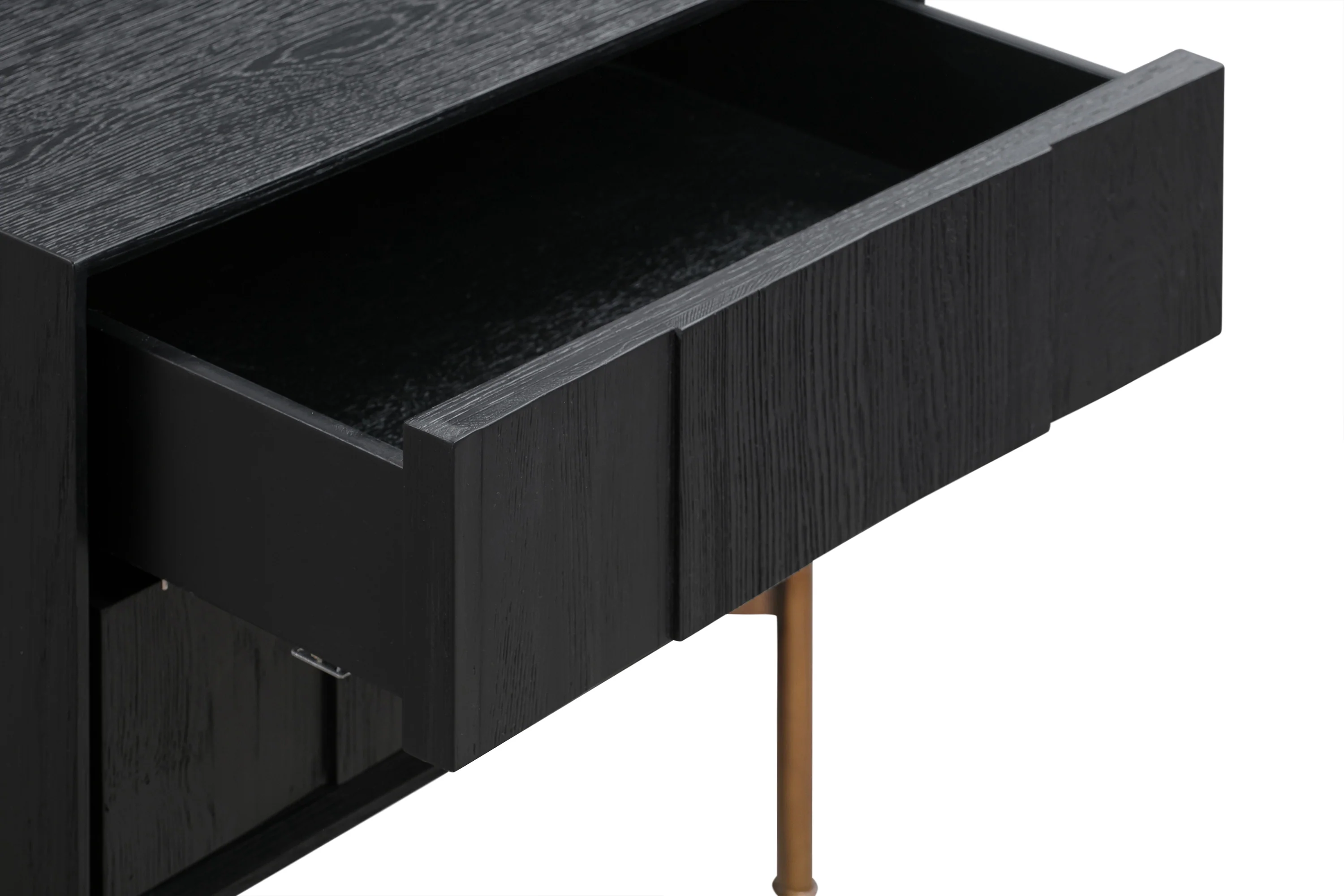 Carnaby 2 Drawer Nightstand in Black Brushed Oak and Bronze By Armen Living - Image 11