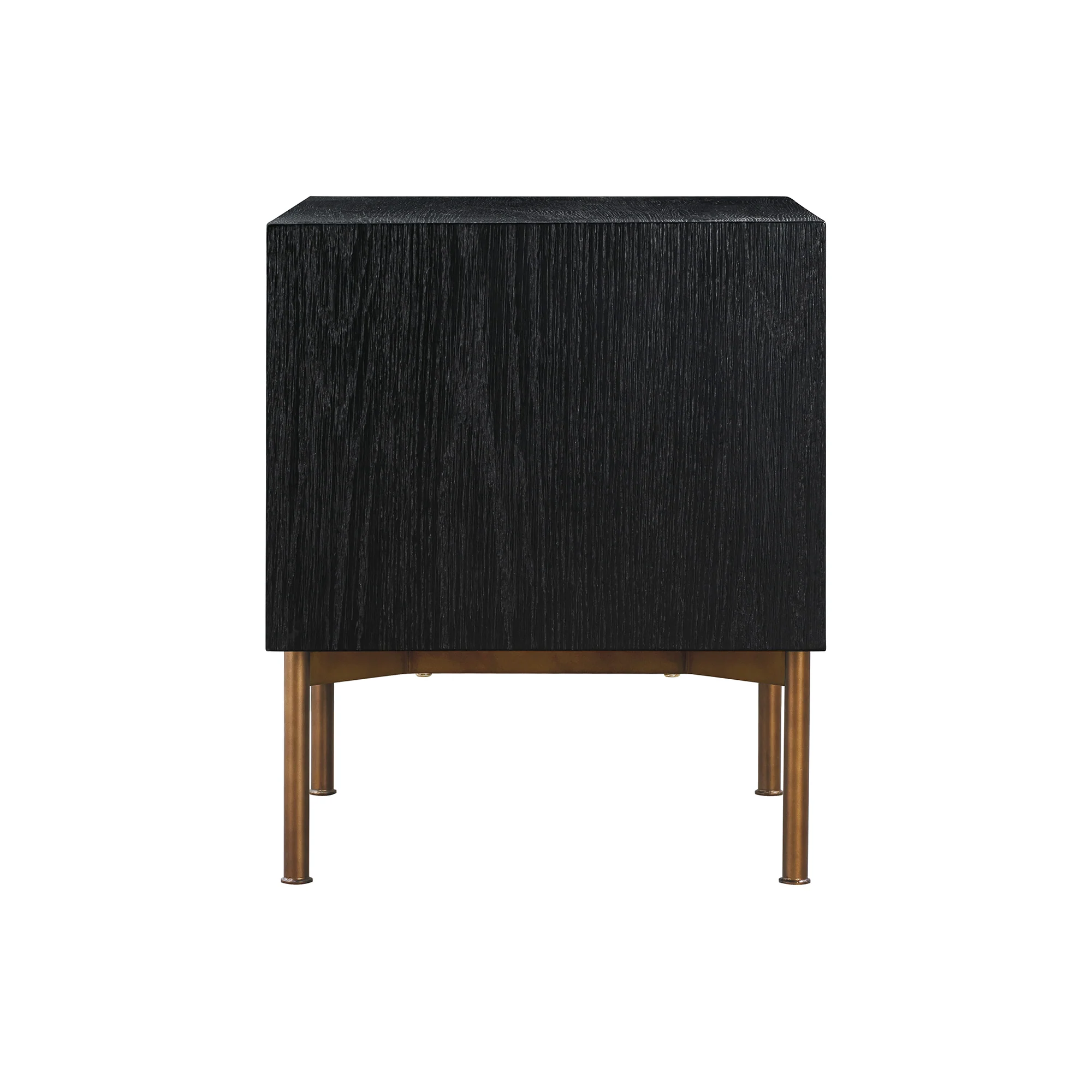Carnaby 2 Drawer Nightstand in Black Brushed Oak and Bronze By Armen Living - Image 6