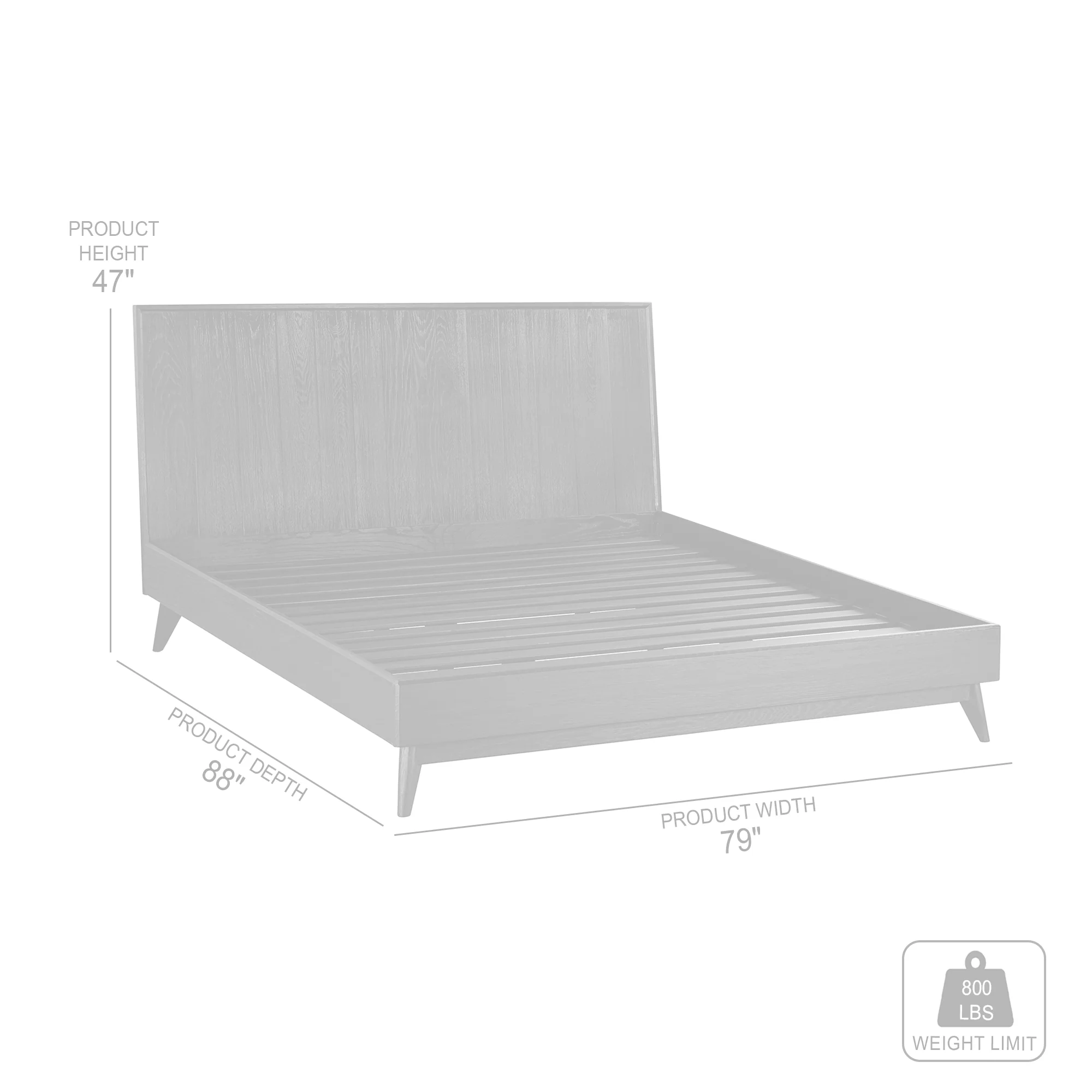 Carnaby King Platform Bed Frame in Black Brushed Oak Wood By Armen Living - Image 10