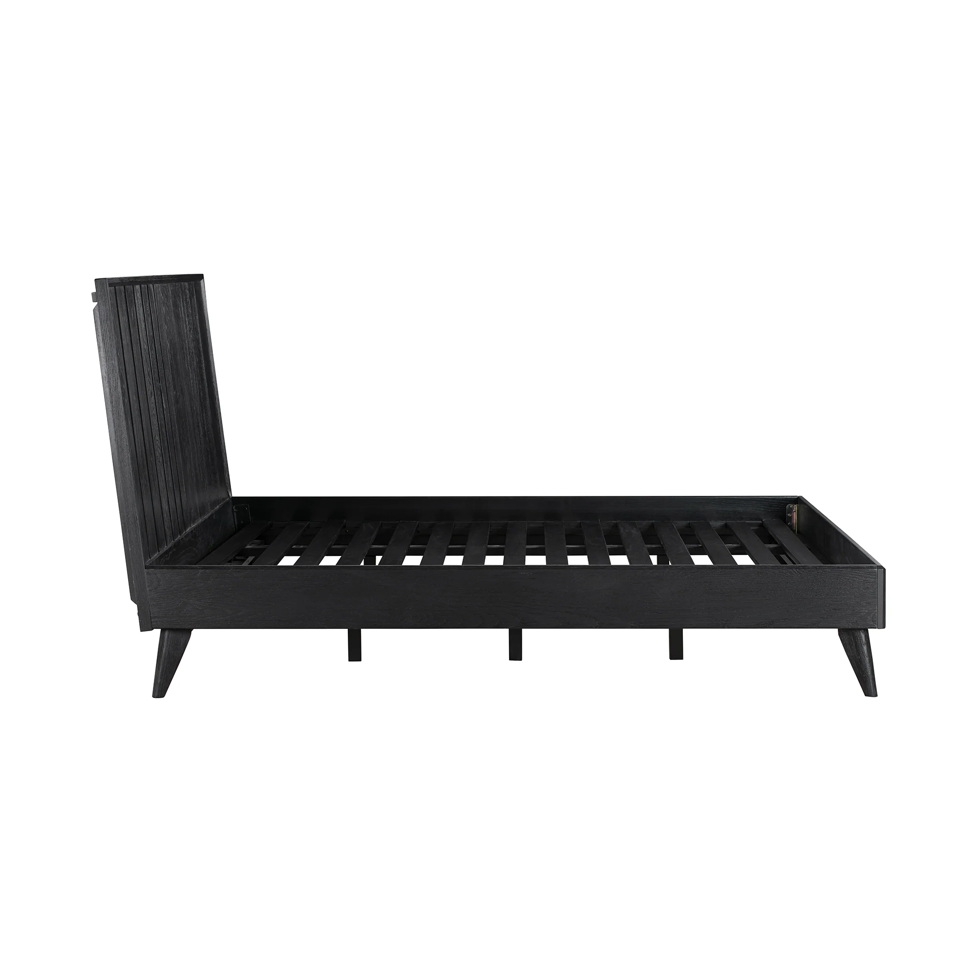 Carnaby King Platform Bed Frame in Black Brushed Oak Wood By Armen Living - Image 5