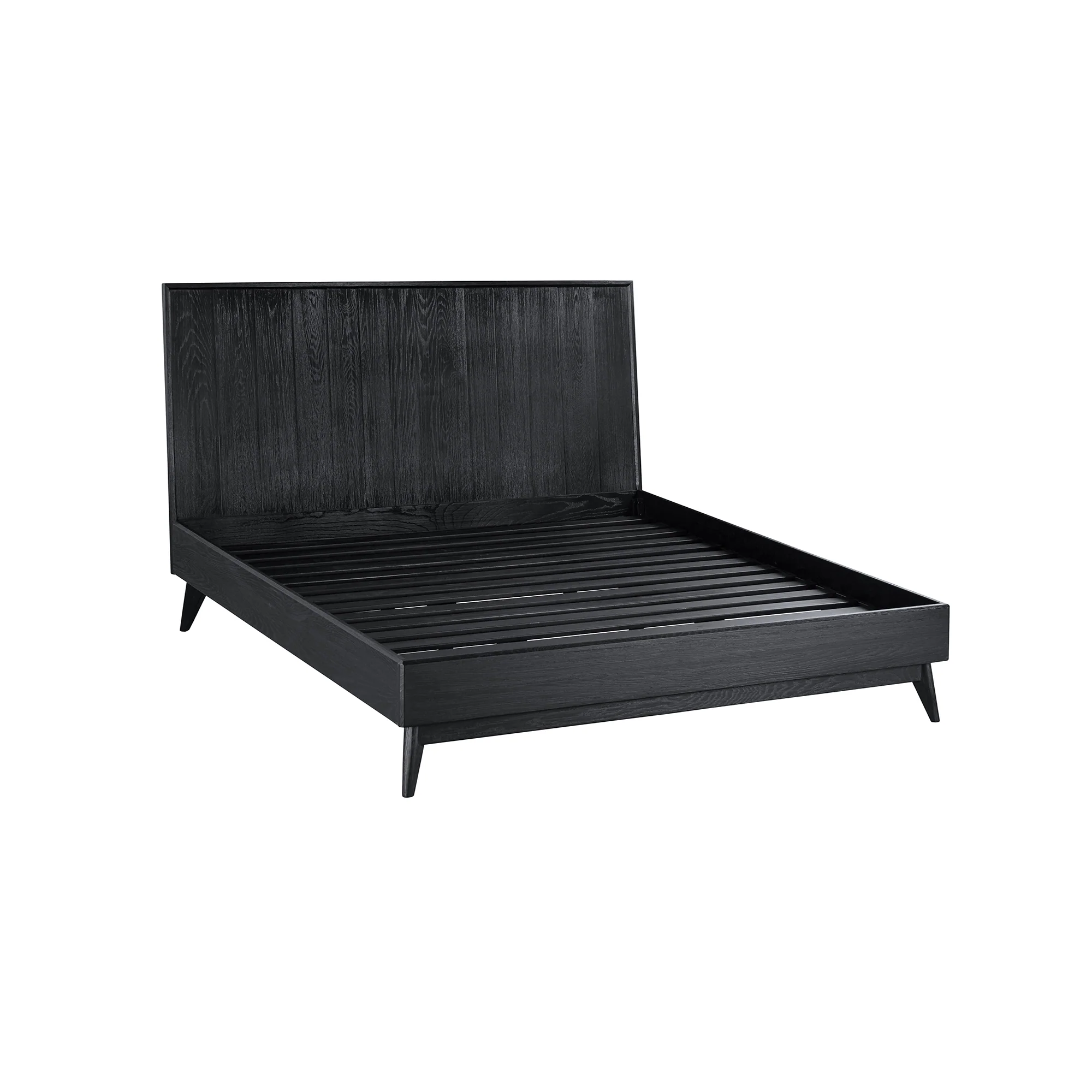 Carnaby Queen 3 Piece Bedroom Set in Black Brushed Oak Wood By Armen Living - Image 4
