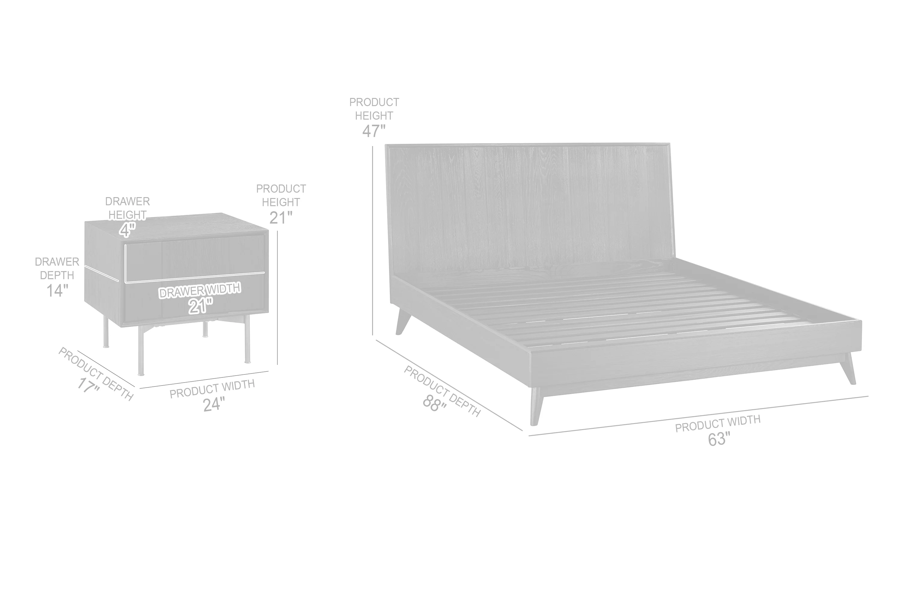 Carnaby Queen 3 Piece Bedroom Set in Black Brushed Oak Wood By Armen Living - Image 8