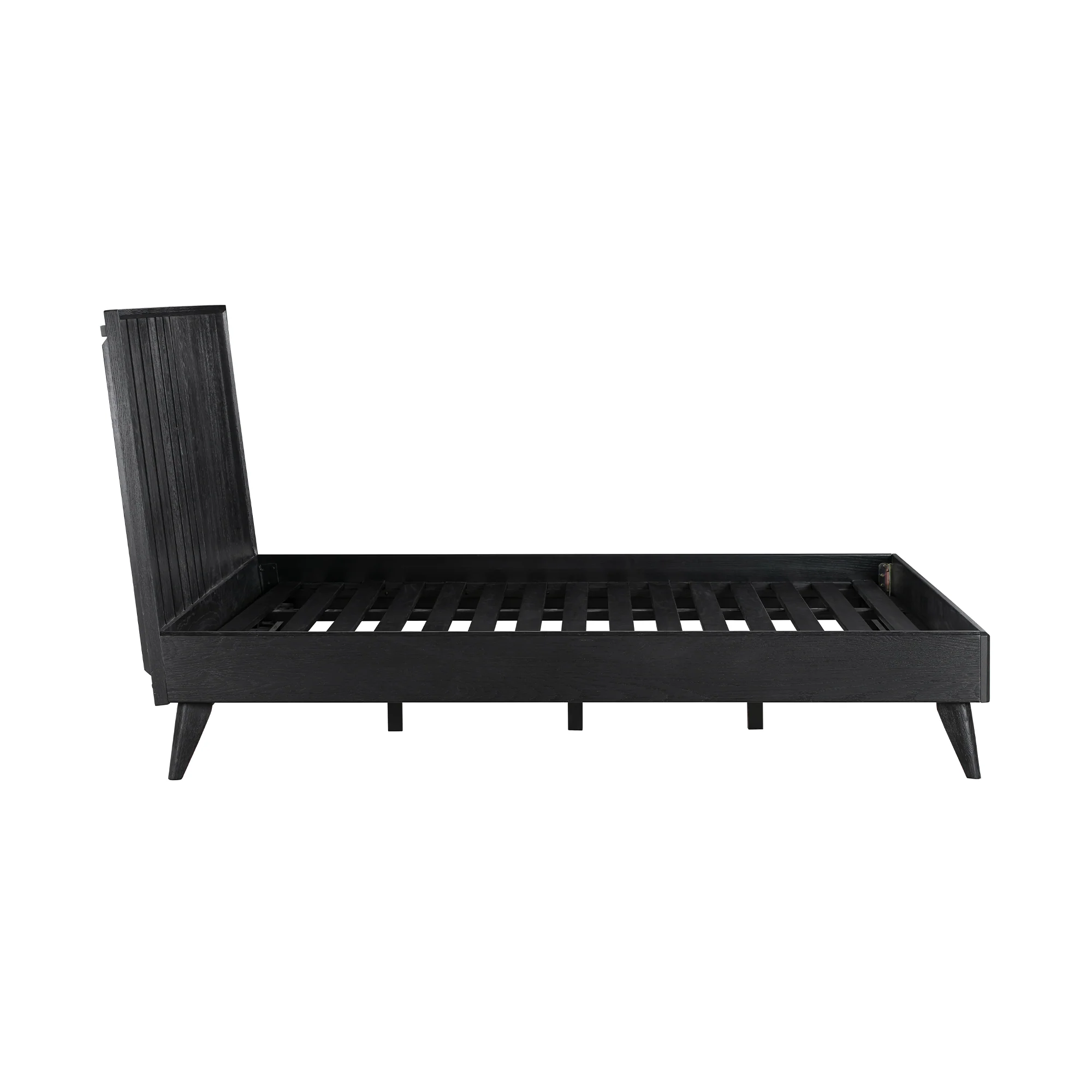 Carnaby Queen Platform Bed Frame in Black Brushed Oak Wood By Armen Living - Image 5