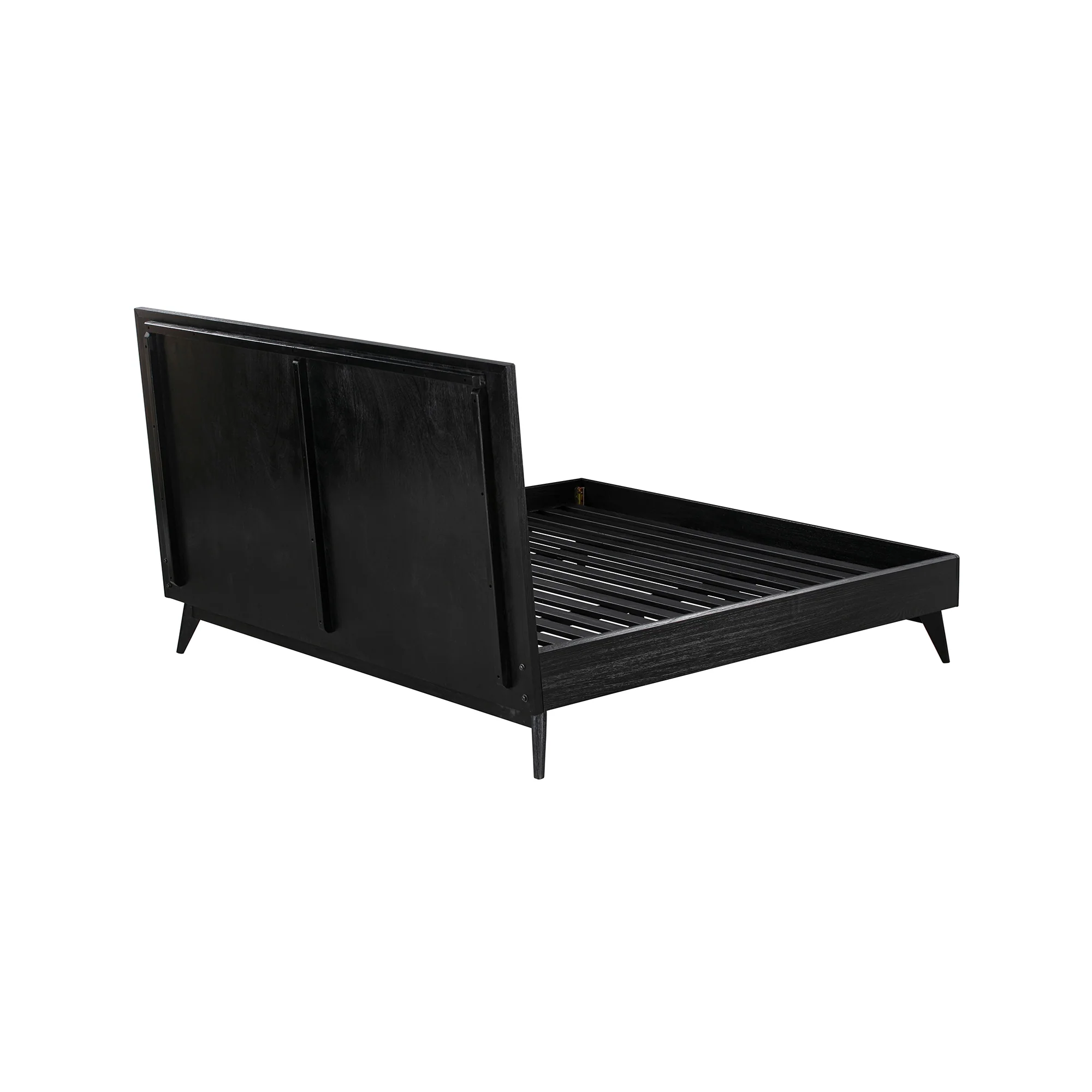 Carnaby Queen Platform Bed Frame in Black Brushed Oak Wood By Armen Living - Image 6