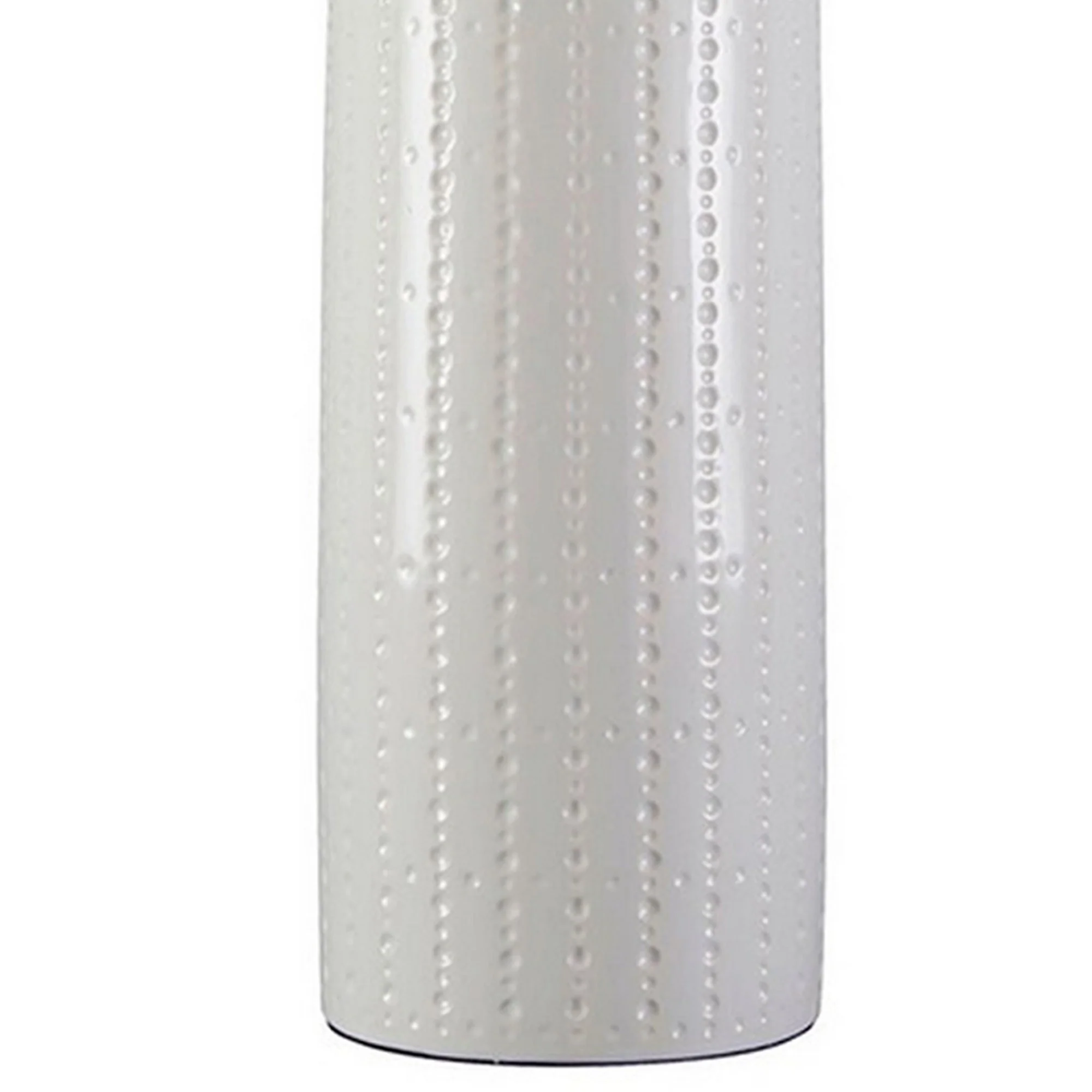 Carved Ceramic Base Table Lamp With Drum Shade Set Of 2 White By Benzara - Image 3