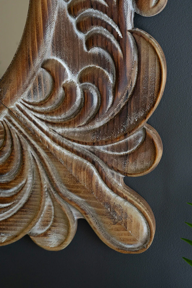 Carved Fleur De Lis Framed Mirror By Kalalou - Image 2