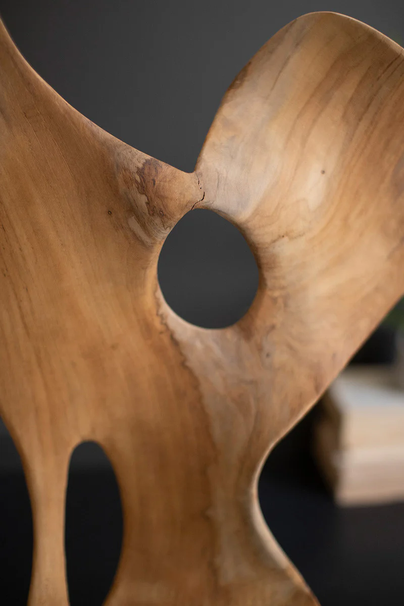 Carved Teak Wood Scuplture On A Base - Smooth By Kalalou - Image 3