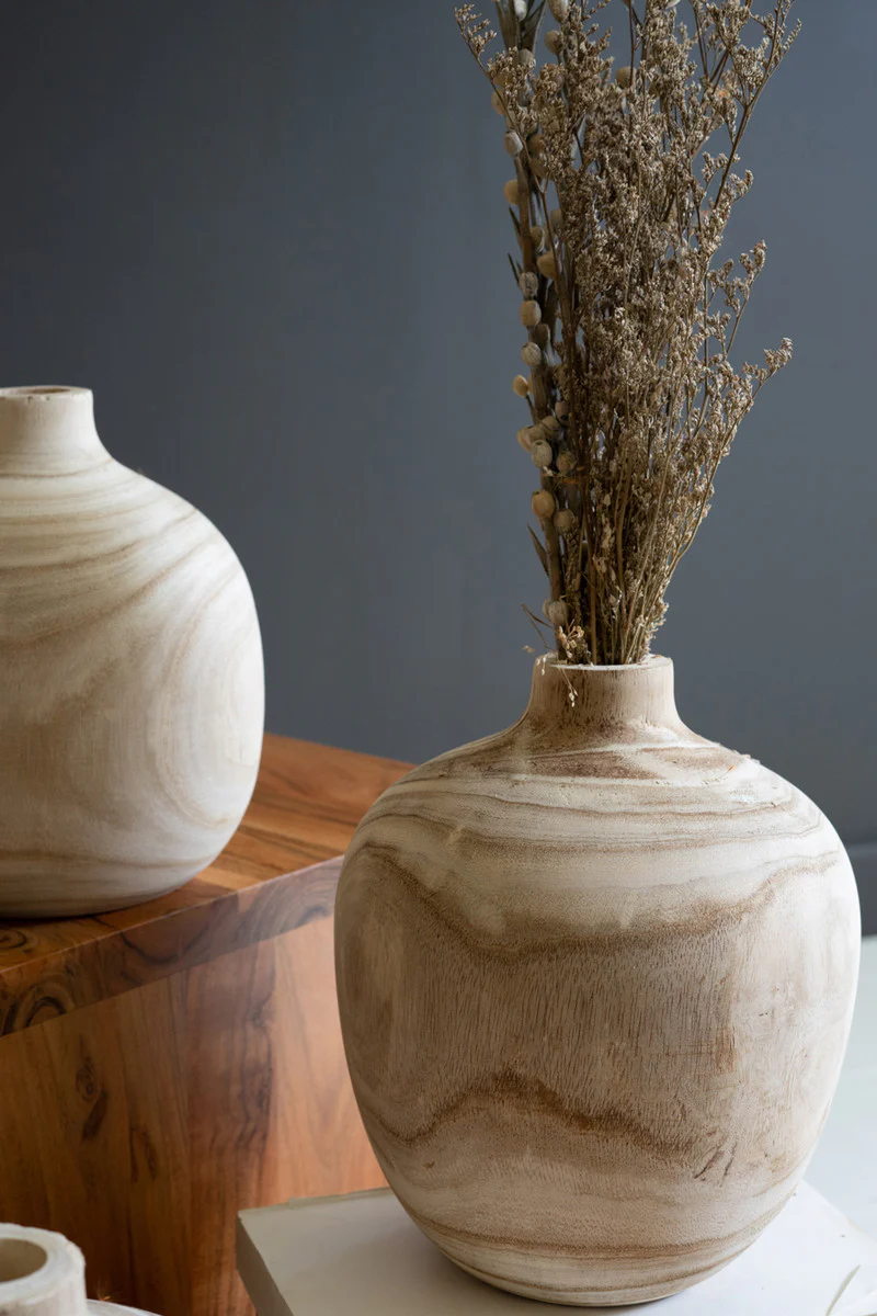 Carved Wooden Bulb Vases - One Each Design Set Of 5 By Kalalou - Image 3