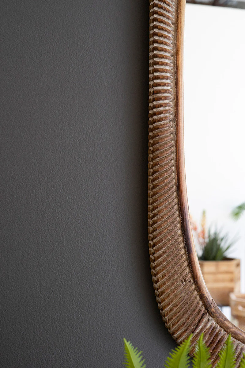 Carved Wooden Framed Mirror By Kalalou - Image 2