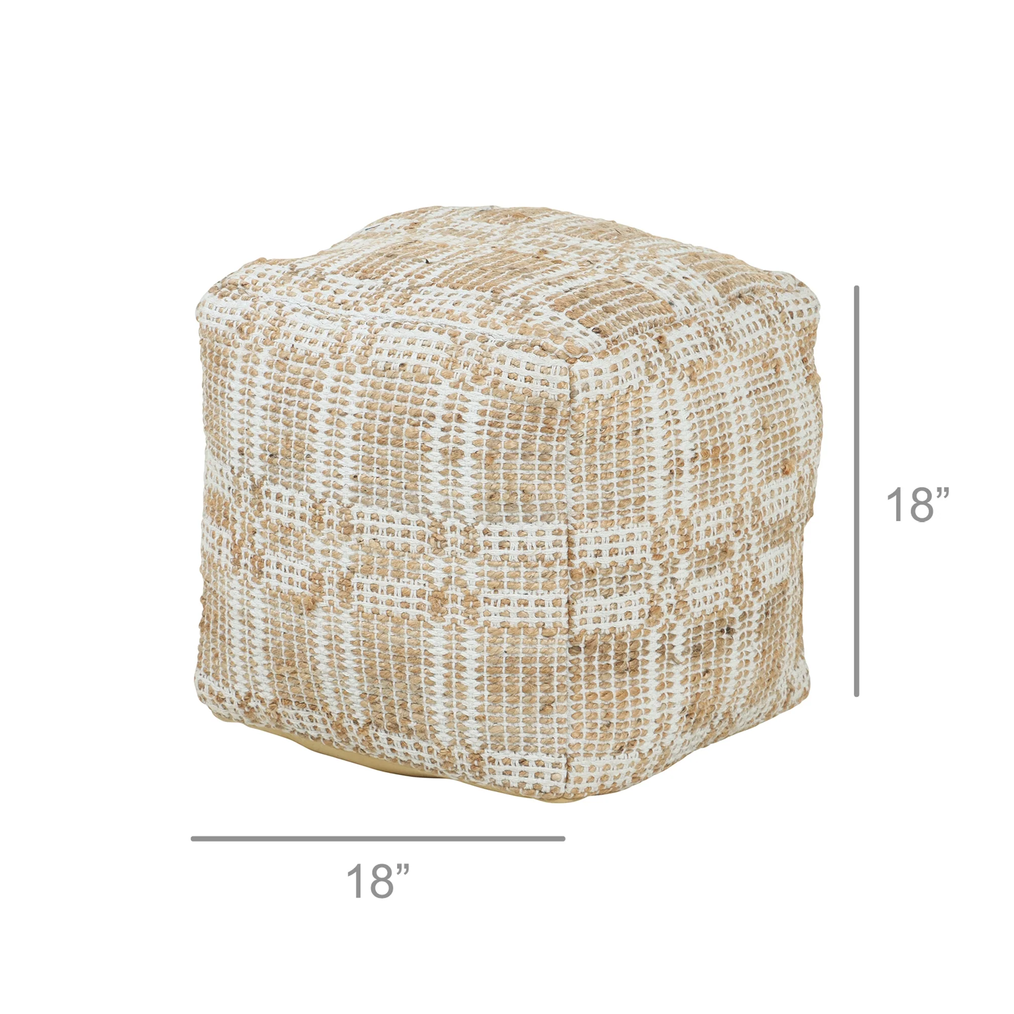 Casia Hemp & Cotton Pouf, Grid By HomArt - Image 2
