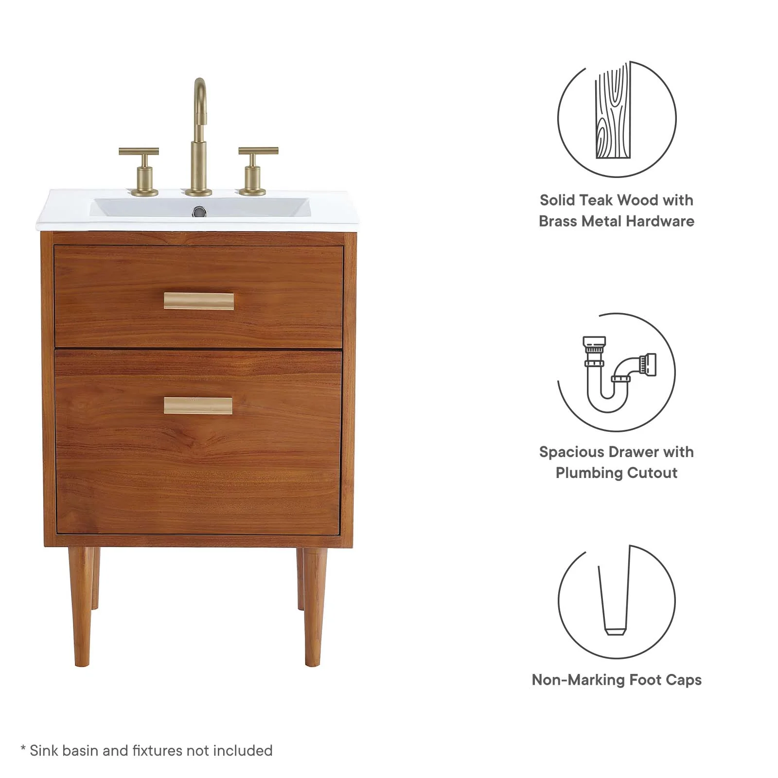 Cassia 24" Teak Wood Bathroom Vanity Cabinet (Sink Basin Not Included) By Modway - EEI-5082 - Image 8