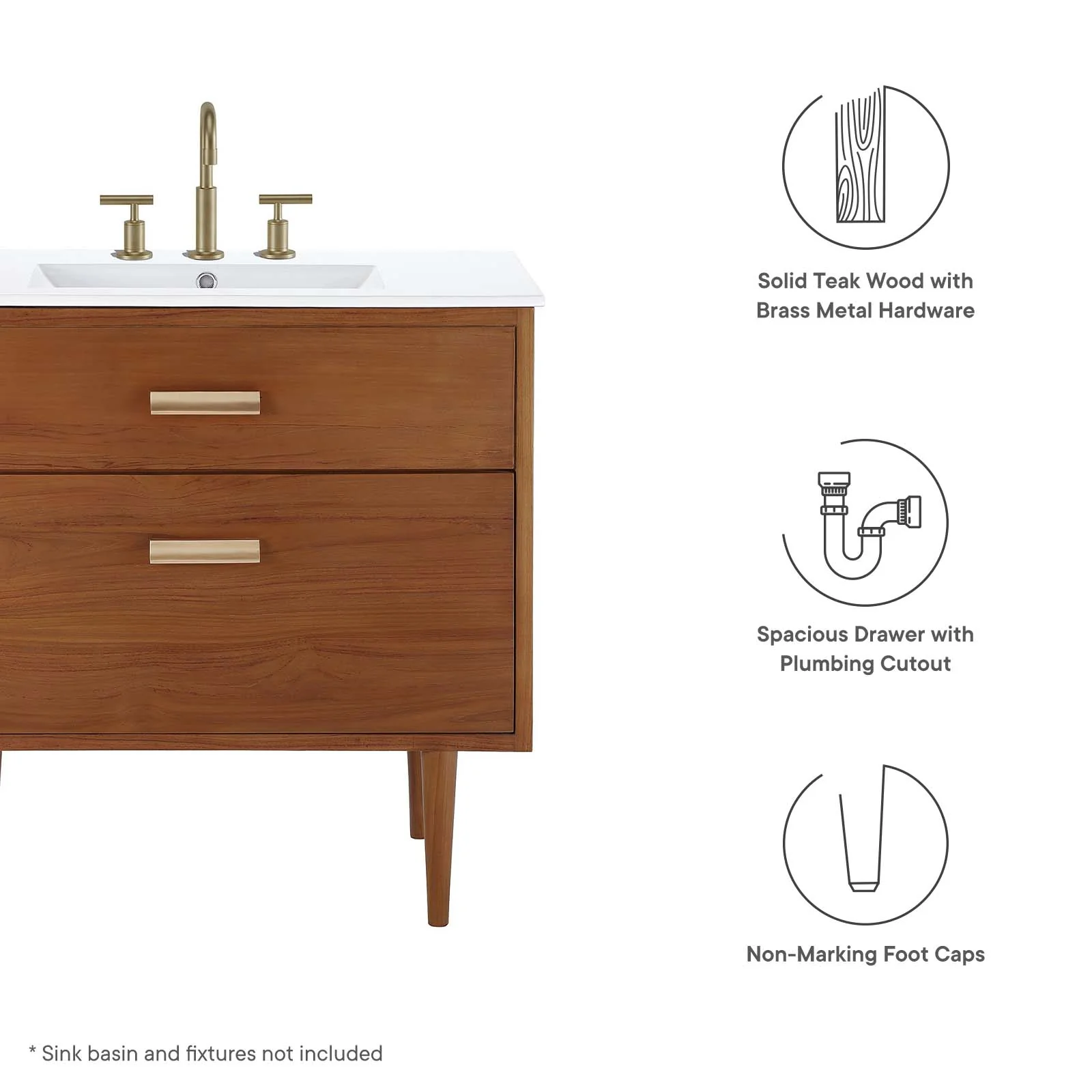 Cassia 36" Teak Wood Bathroom Vanity Cabinet (Sink Basin Not Included) By Modway - EEI-5083 - Image 8