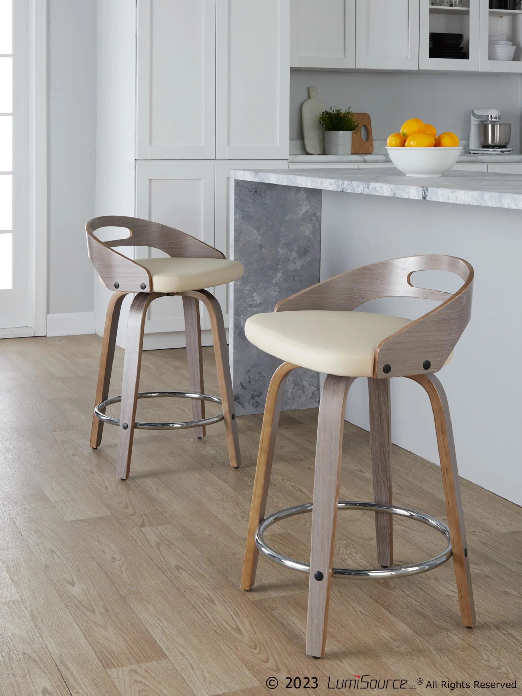 Cassis 24" Fixed-Height Counter Stool - Set of 2 By LumiSource - B24-CASSISPU-GRTZQ2 LGYLGYBK2 - Image 13