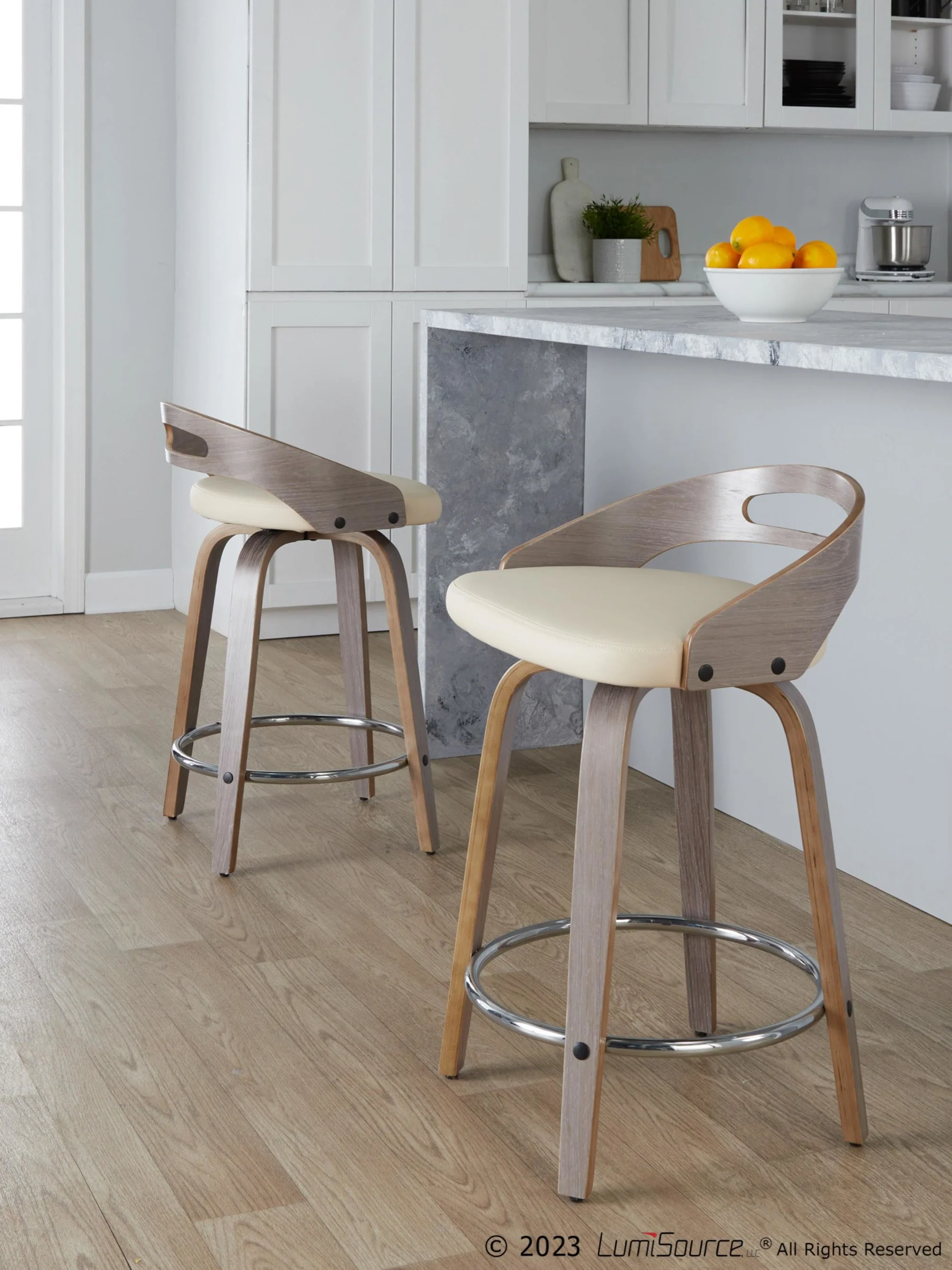Cassis 24" Fixed-Height Counter Stool - Set of 2 By LumiSource - B24-CASSISPU-GRTZQ2 LGYLGYBK2 - Image 14