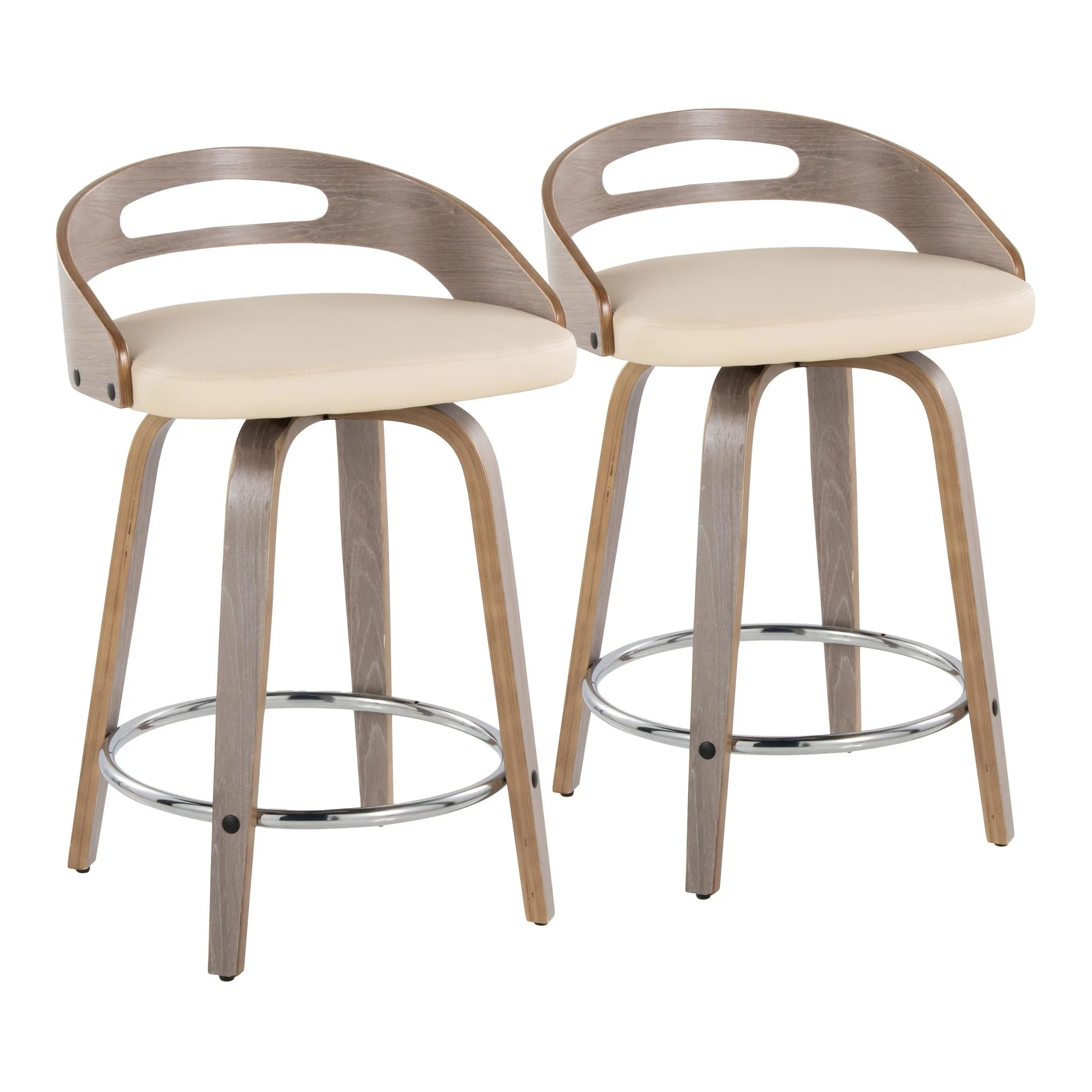 Cassis 24" Fixed-Height Counter Stool - Set of 2 By LumiSource - B24-CASSISPU-GRTZQ2 LGYLGYBK2 - Image 15