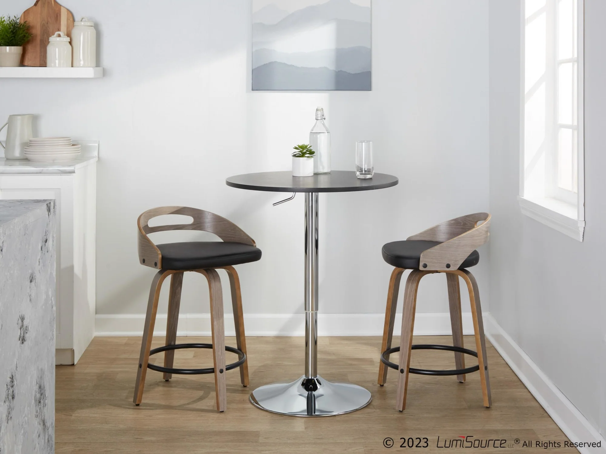 Cassis 24" Fixed-Height Counter Stool - Set of 2 By LumiSource - B24-CASSISPU-GRTZQ2 LGYLGYBK2 - Image 2