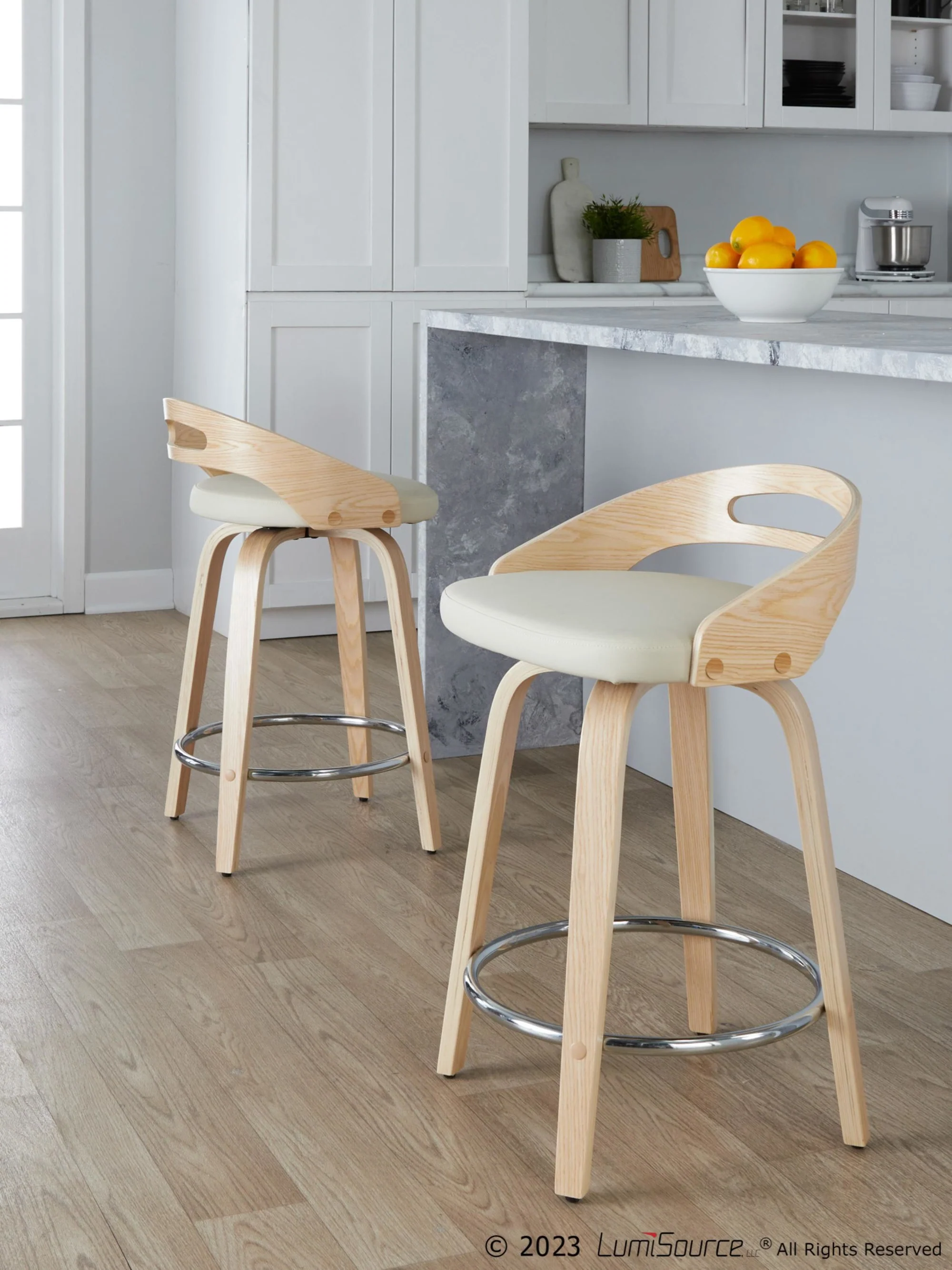 Cassis 24" Fixed-Height Counter Stool - Set of 2 By LumiSource - B24-CASSISPU-GRTZQ2 LGYLGYBK2 - Image 24