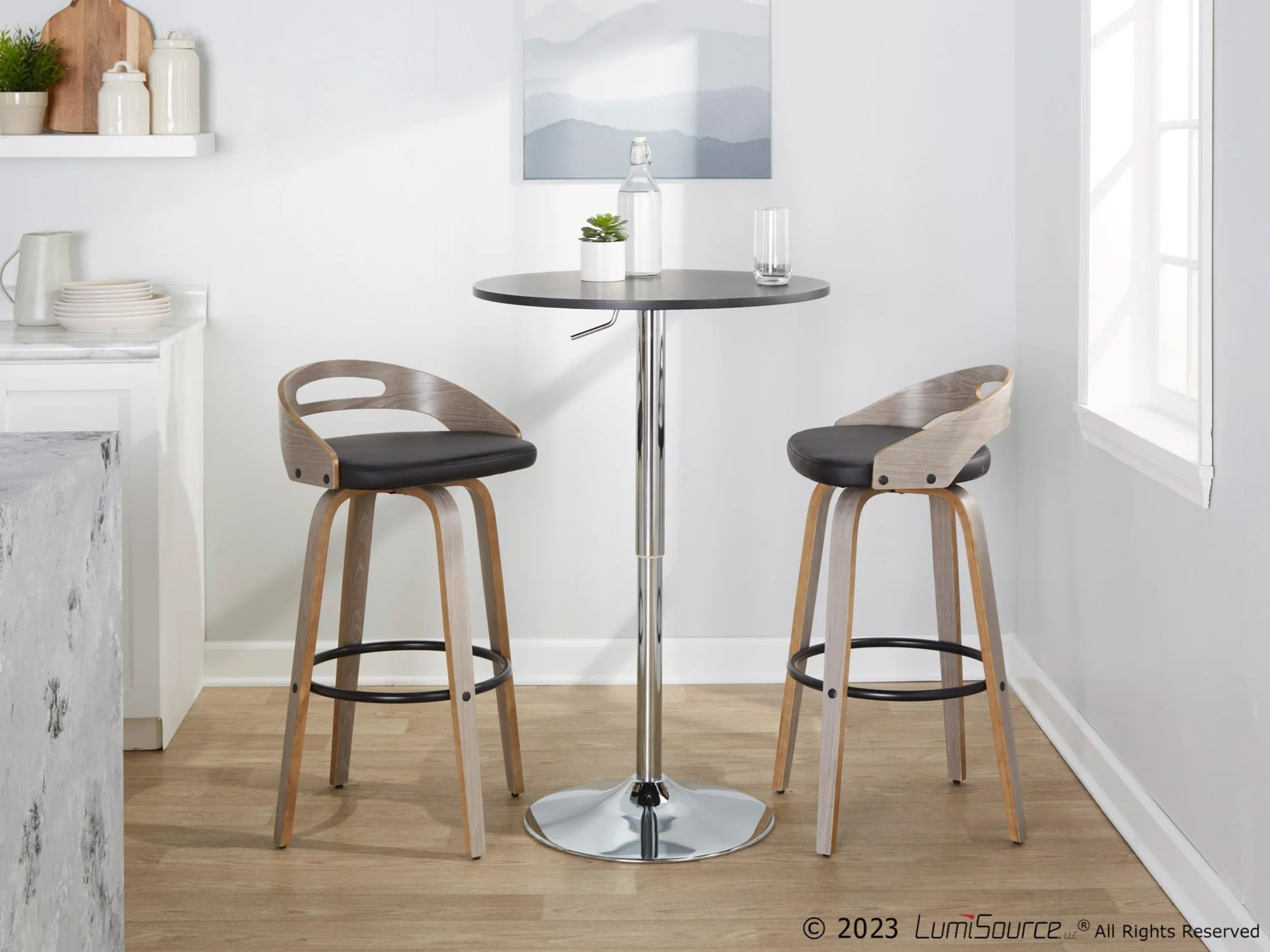 Cassis 24" Fixed-Height Counter Stool - Set of 2 By LumiSource - B24-CASSISPU-GRTZQ2 LGYLGYBK2 - Image 3