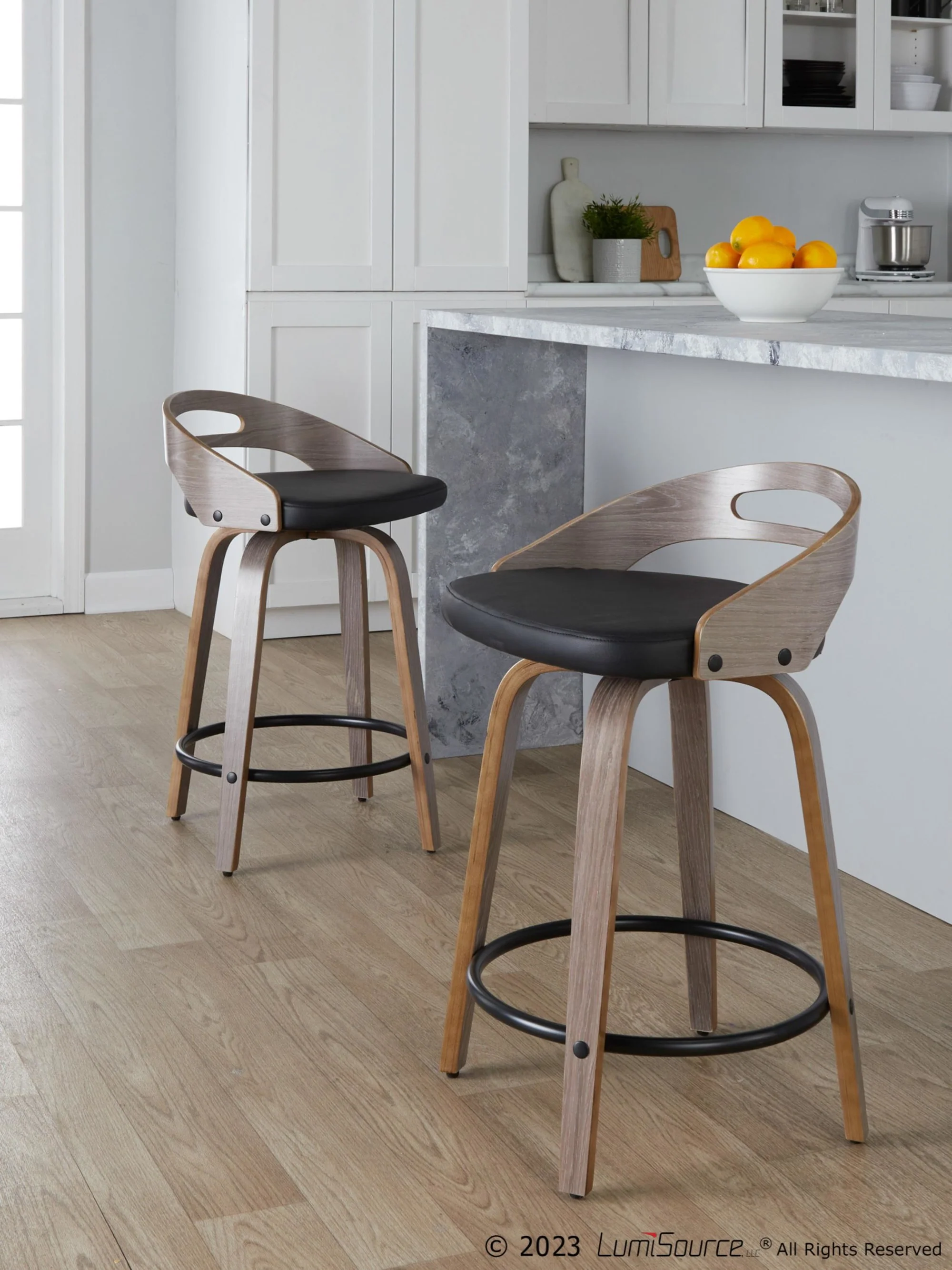 Cassis 24" Fixed-Height Counter Stool - Set of 2 By LumiSource - B24-CASSISPU-GRTZQ2 LGYLGYBK2 - Image 4