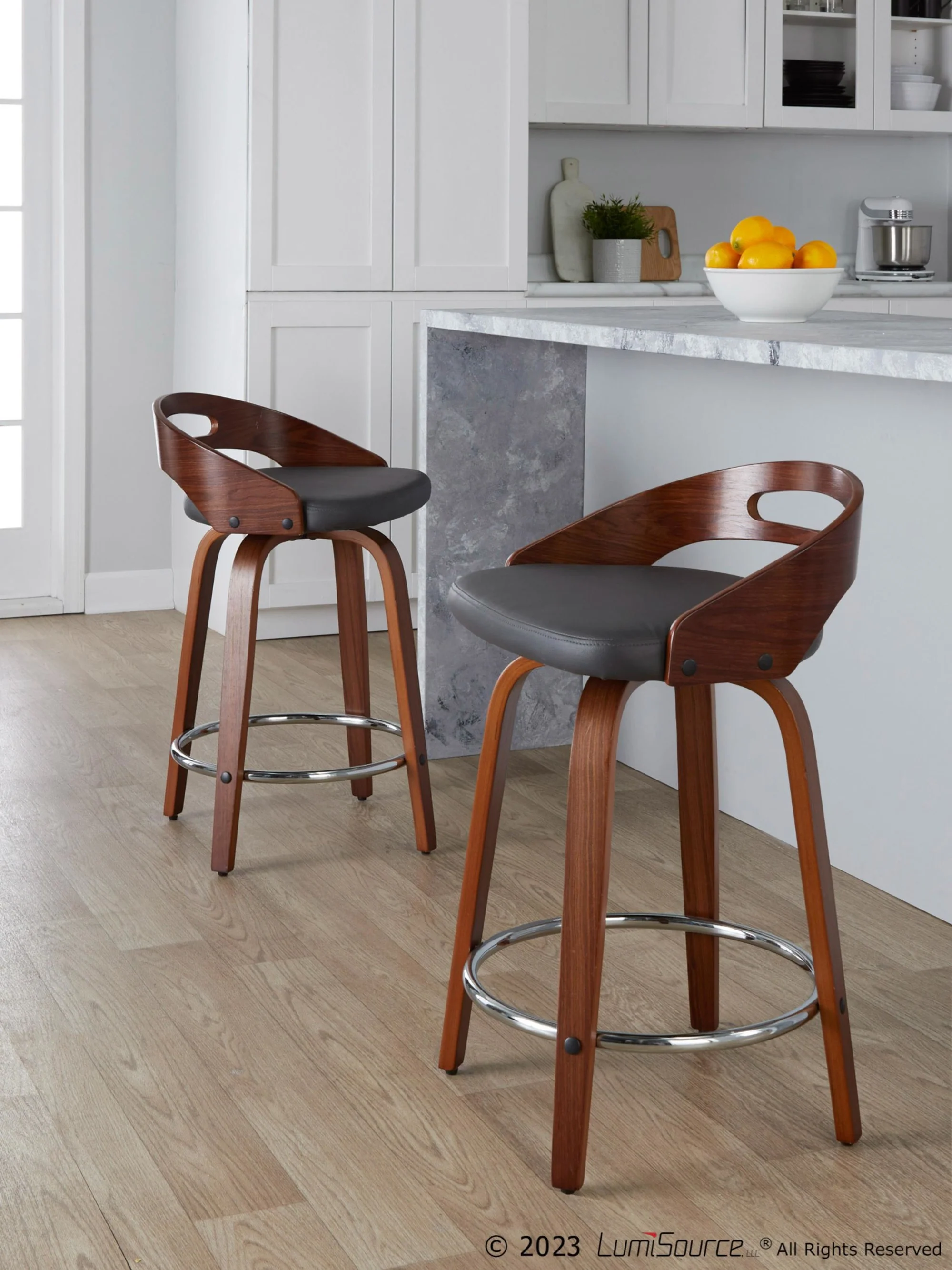 Cassis 24" Fixed-Height Counter Stool - Set of 2 By LumiSource - B24-CASSISPU-GRTZQ2 LGYLGYBK2 - Image 43