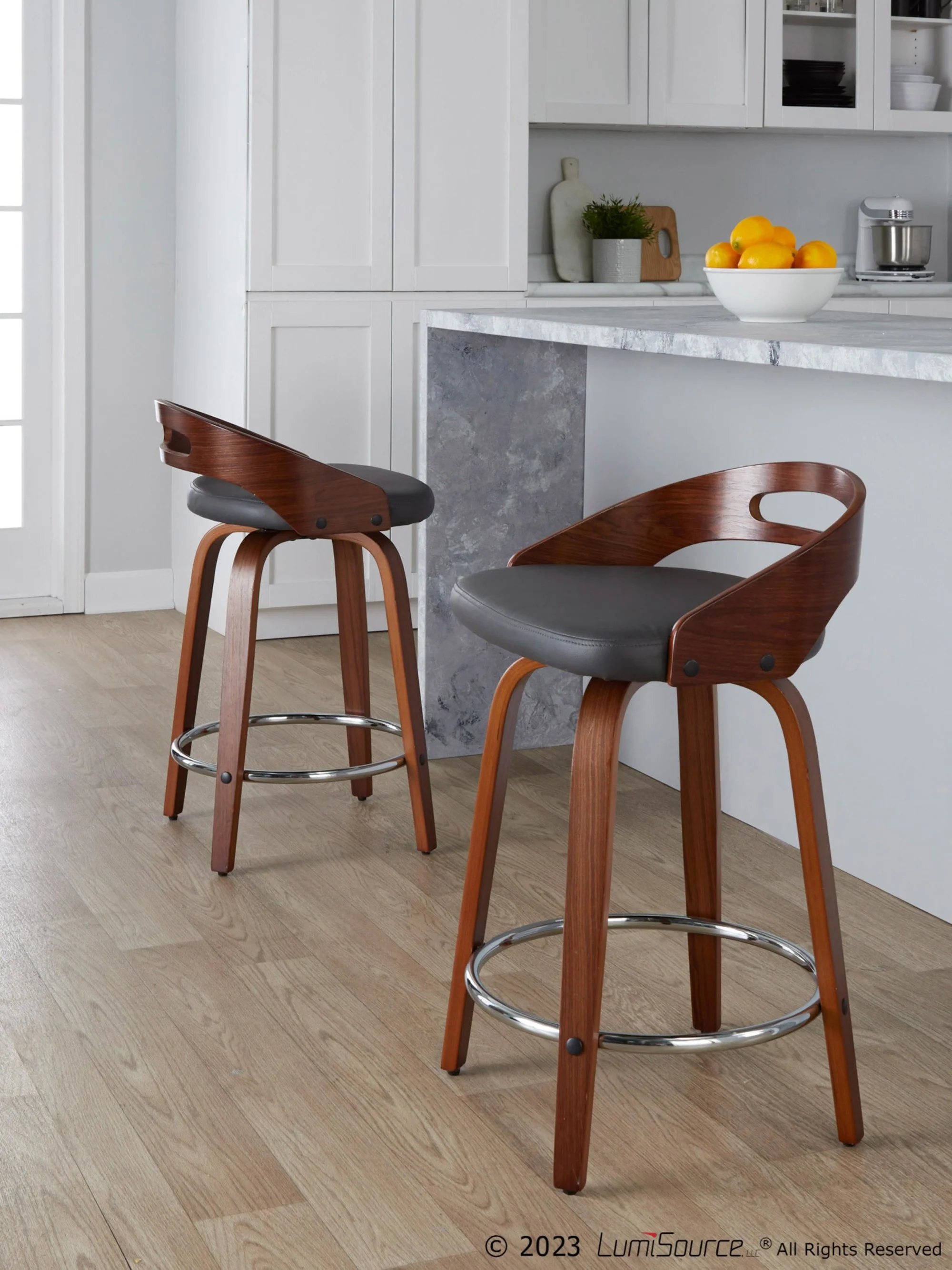 Cassis 24" Fixed-Height Counter Stool - Set of 2 By LumiSource - B24-CASSISPU-GRTZQ2 LGYLGYBK2 - Image 44